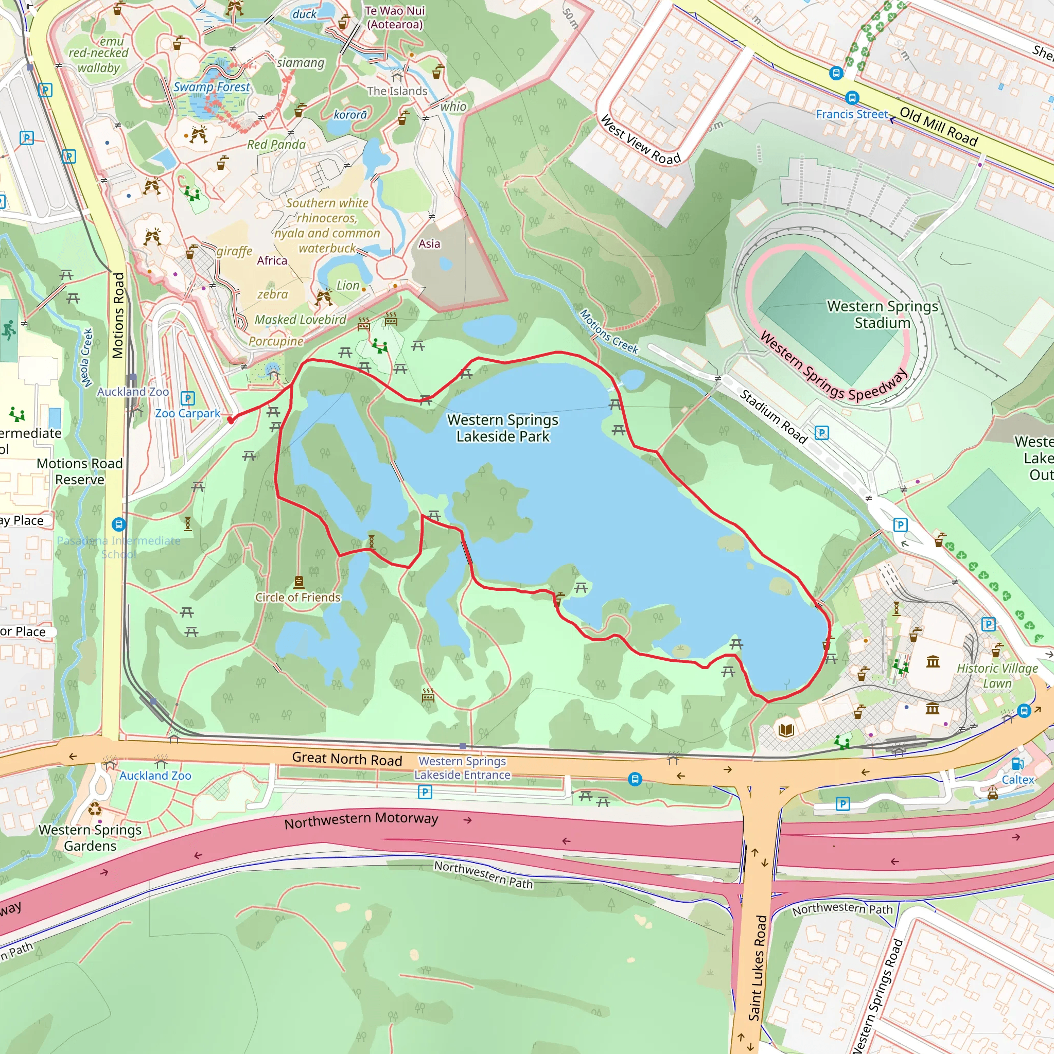 Western Springs Lakeside Park mobile static map