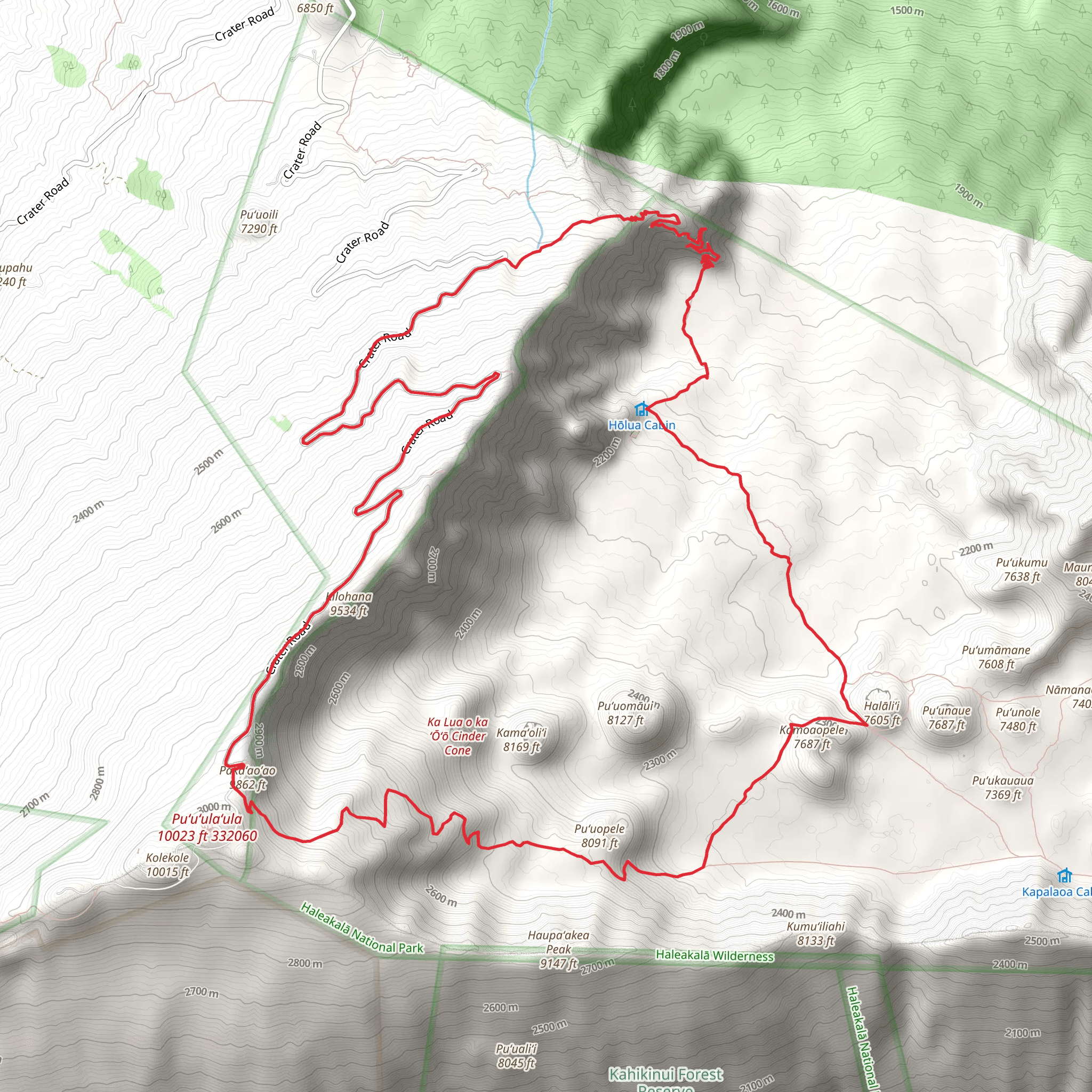 Haleakala Crater Loop Trail mobile static map