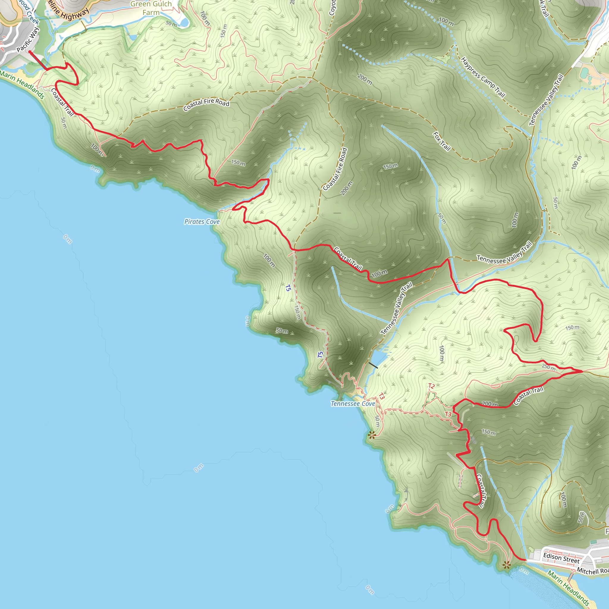 Coastal Trail from Muir Beach mobile static map