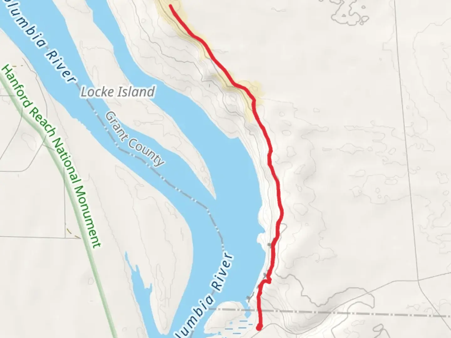 An image depicting the trail Hanford Reach North Trail and its surrounding area.