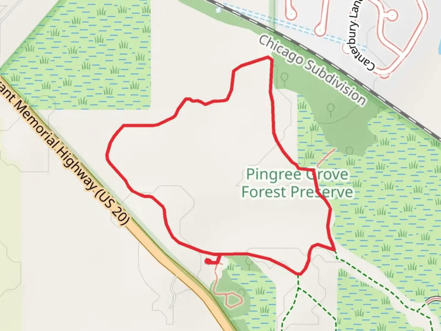 An image depicting the trail Sandhill Crane Loop Trail and its surrounding area.
