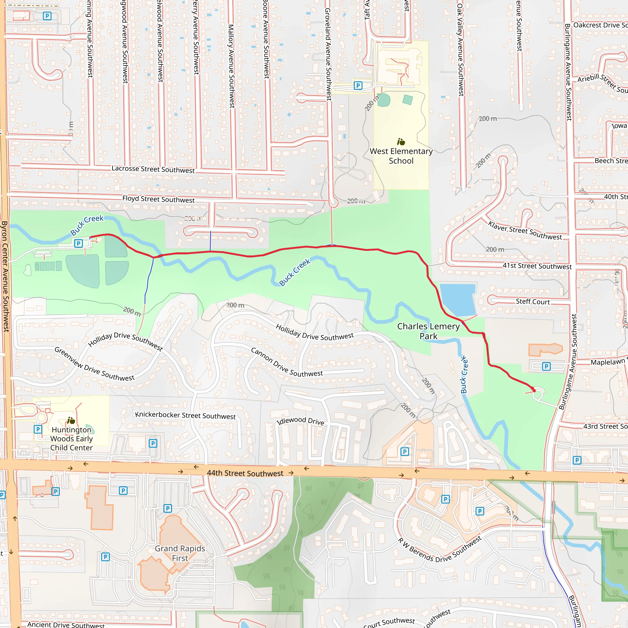Walk along Buck Creek mobile static map