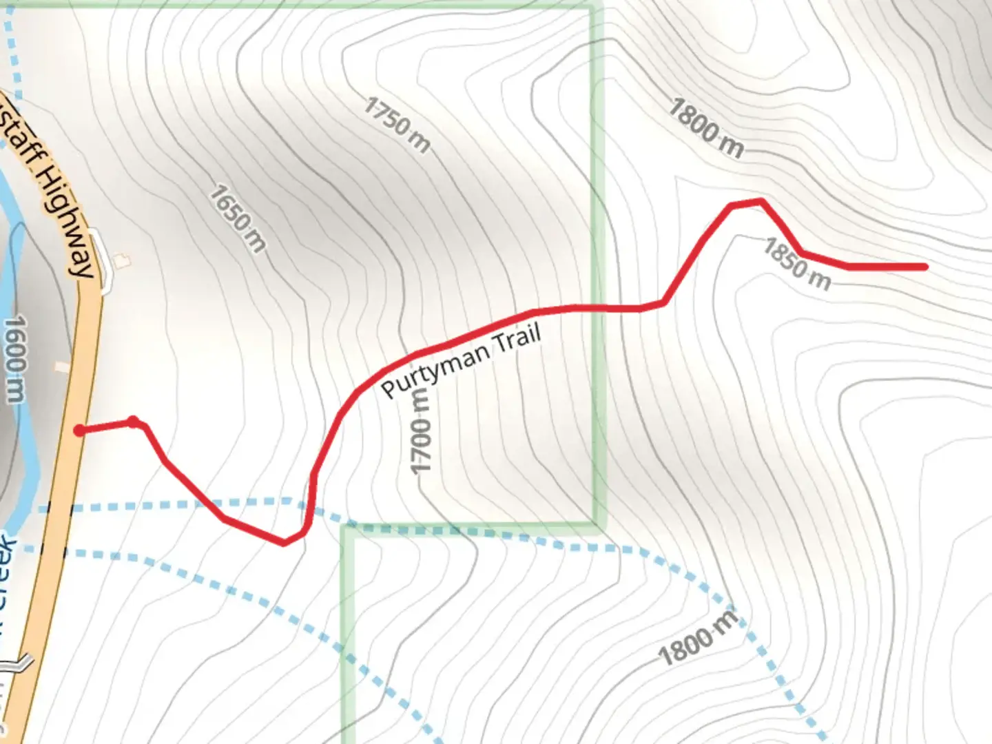 An image depicting the trail Purtyman Trail and its surrounding area.