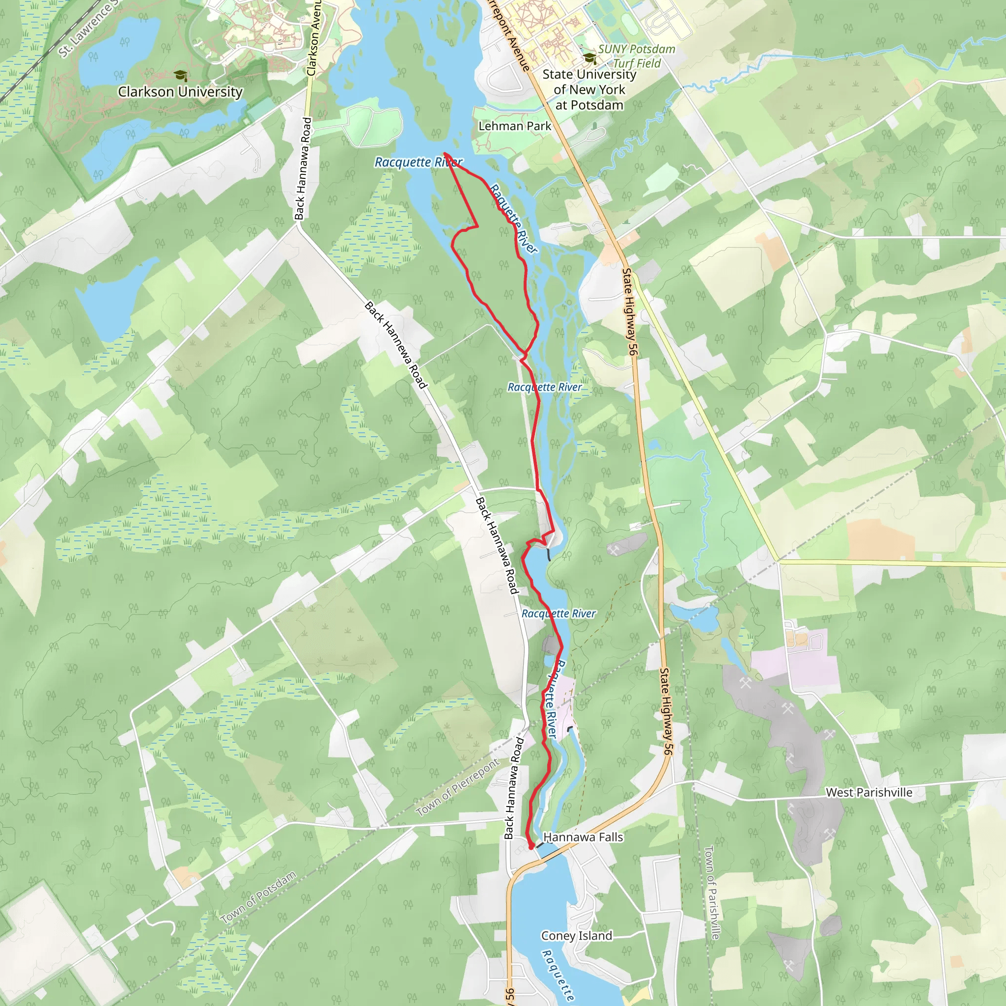Raquette River from Mill Street mobile static map