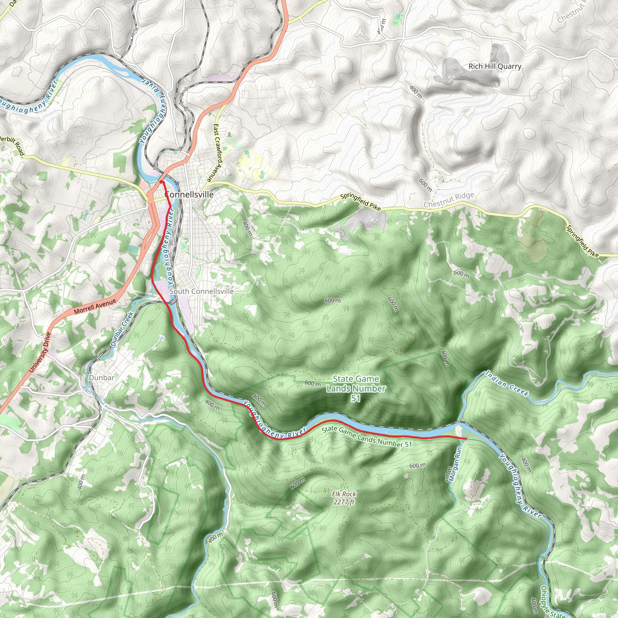 Youghiogheny River via Great Allegheny Passage mobile static map