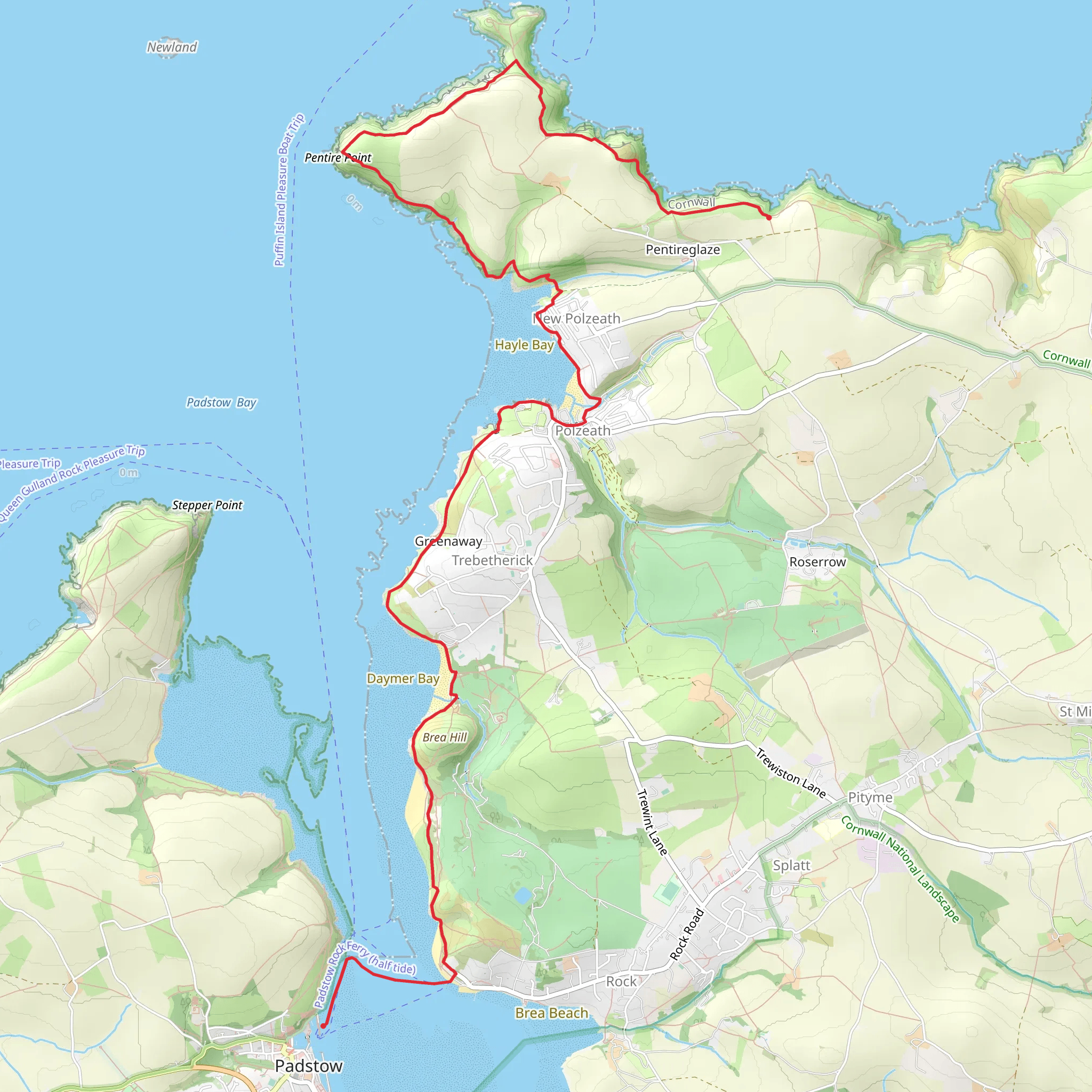 Pentire Point and Brea Hill mobile static map