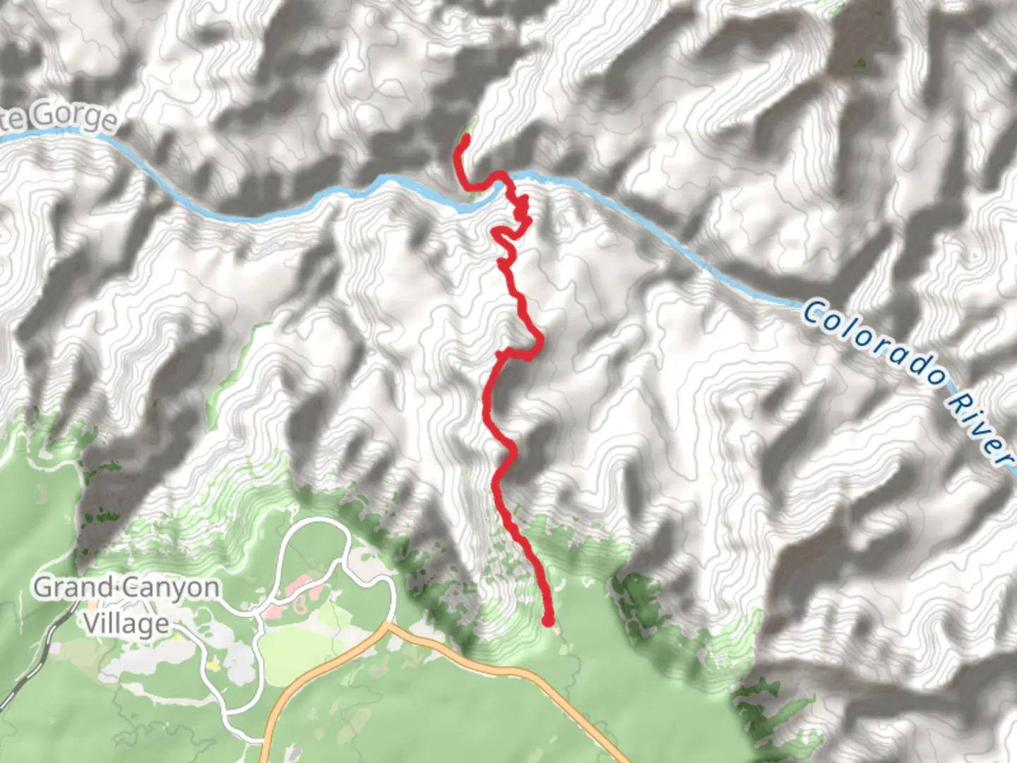 An image depicting the trail South and North Kaibab Trail from Yaki Point Road and its surrounding area.