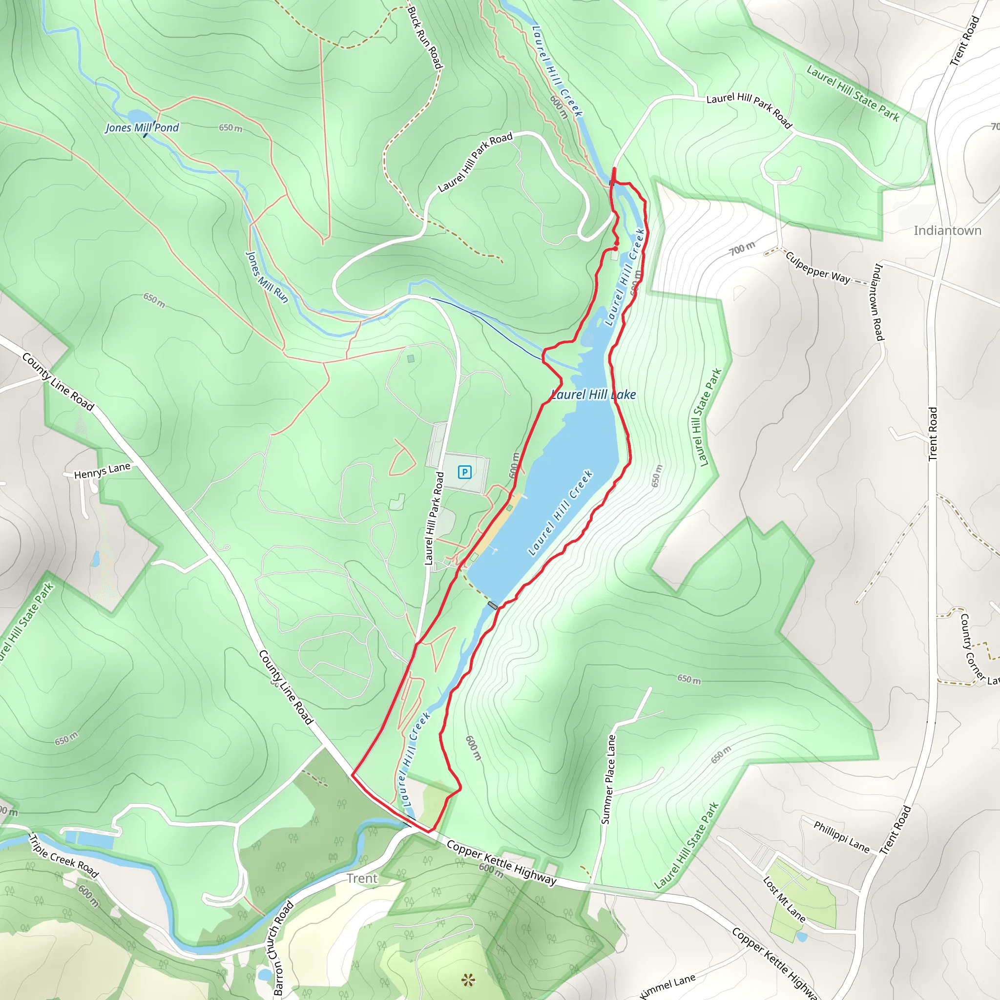 Laurel Hill Lake Loop Trail mobile static map
