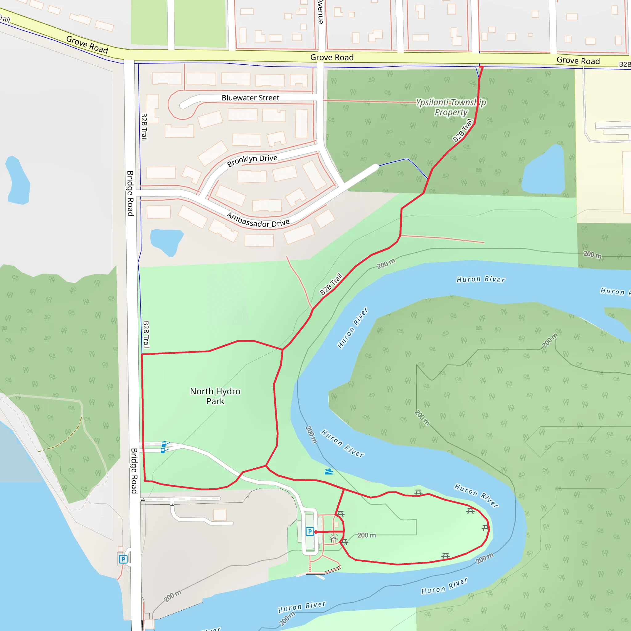 North Hydro Park and B2B Loop Trail mobile static map