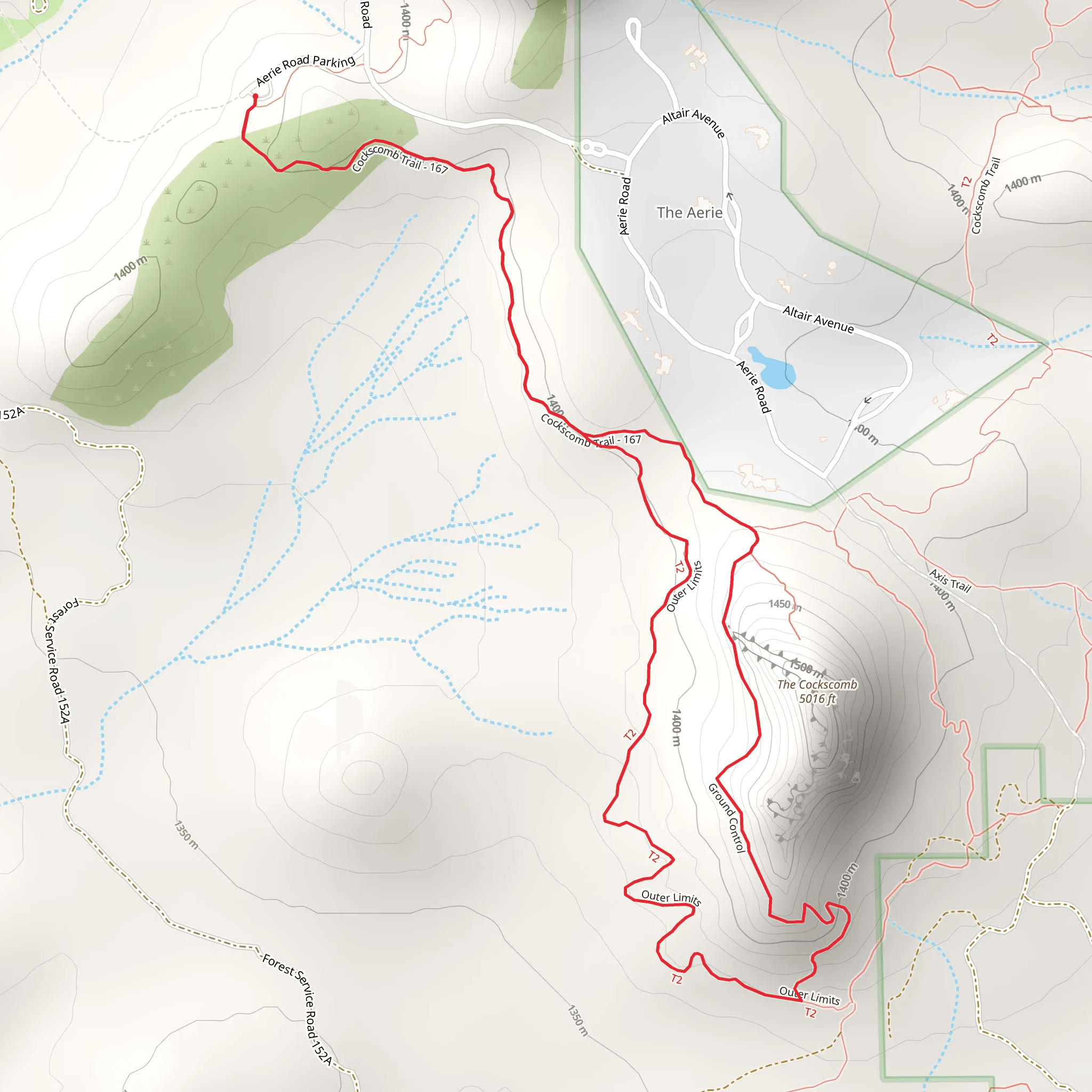 Cockscomb Trail, Ground Control and Outer Limits Loop mobile static map