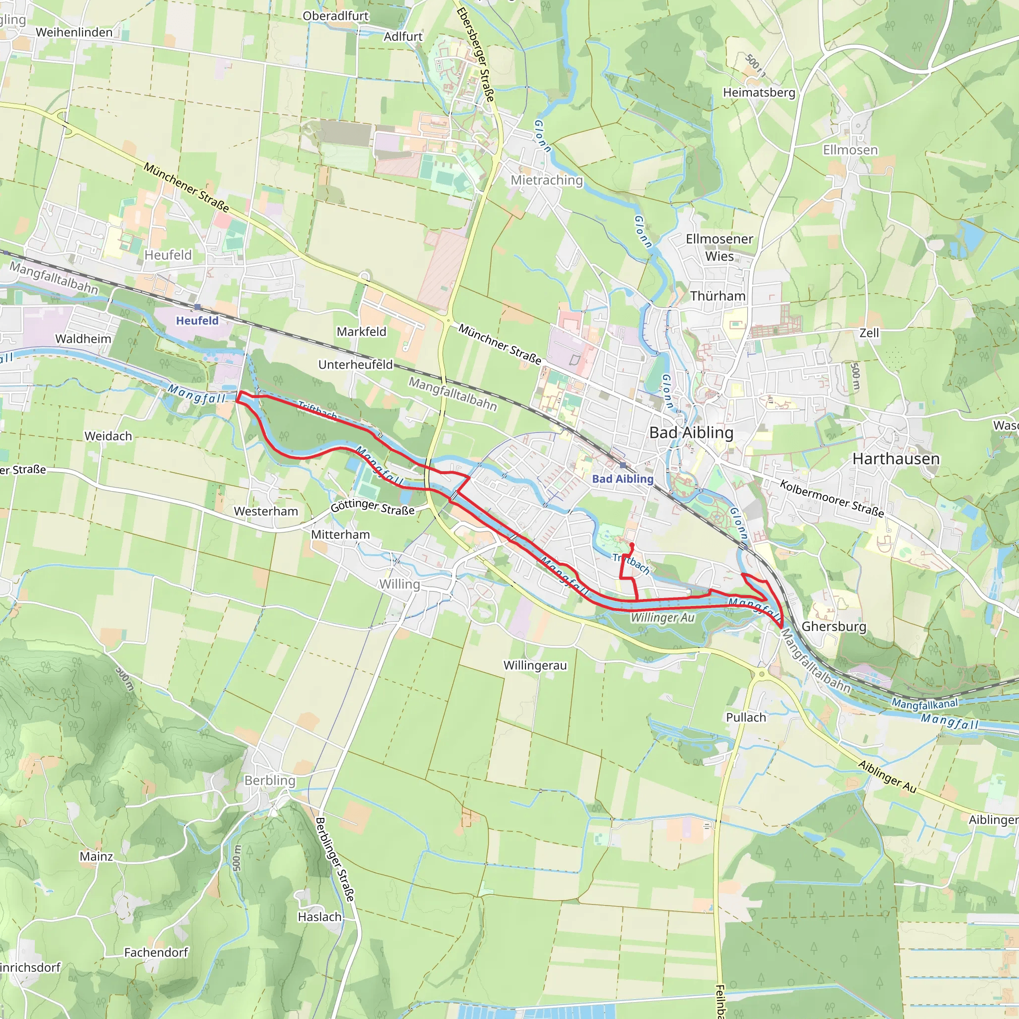 Mangfall via Bad Aibling and Mittel mobile static map