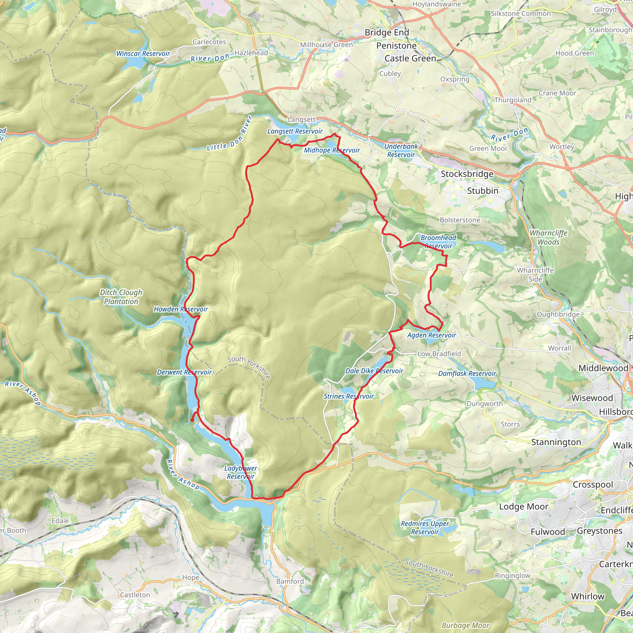 Reservoirs Loop from Fairholmes mobile static map