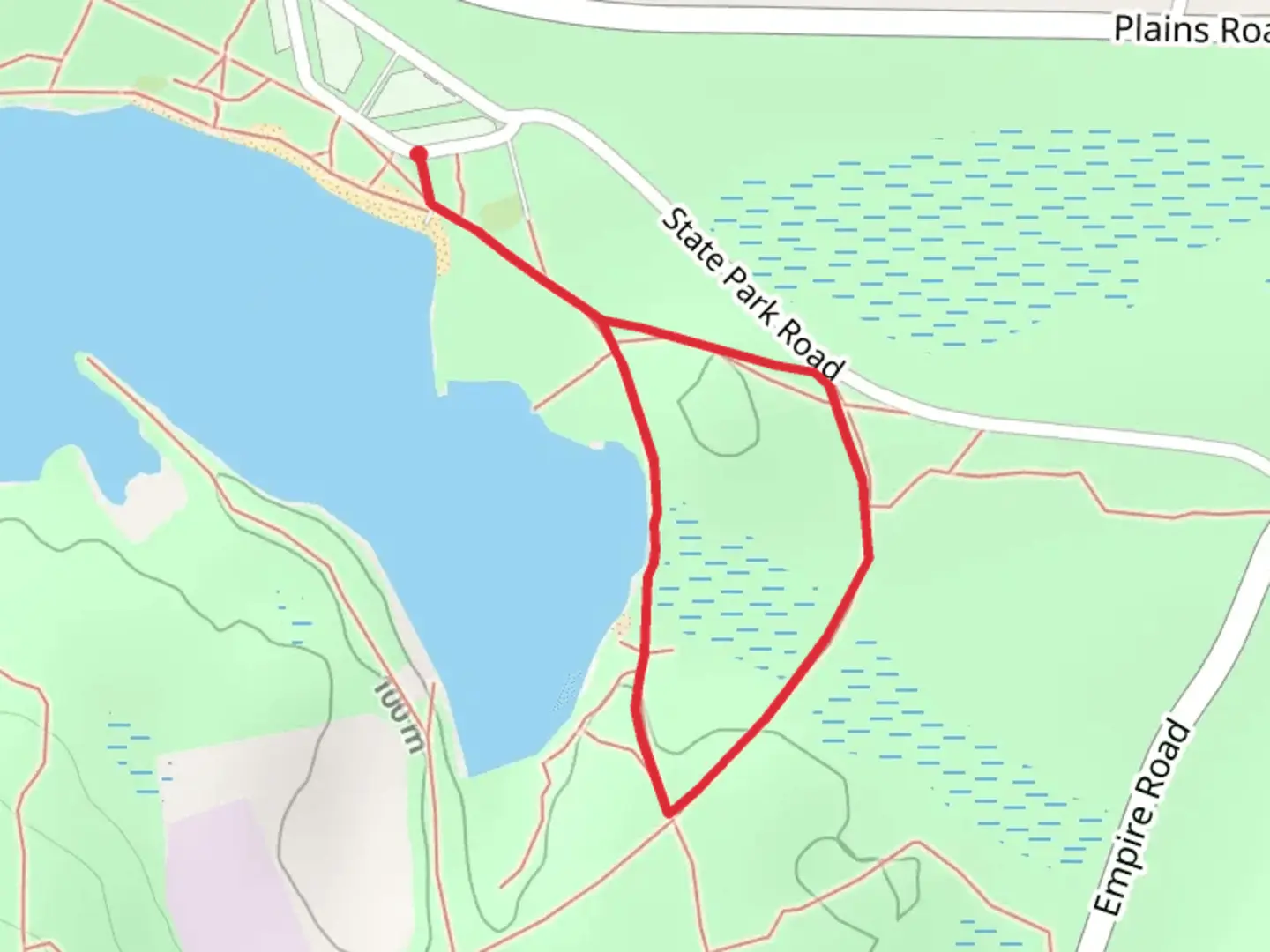 An image depicting the trail Range Pond State Park Trail Loop - East and its surrounding area.