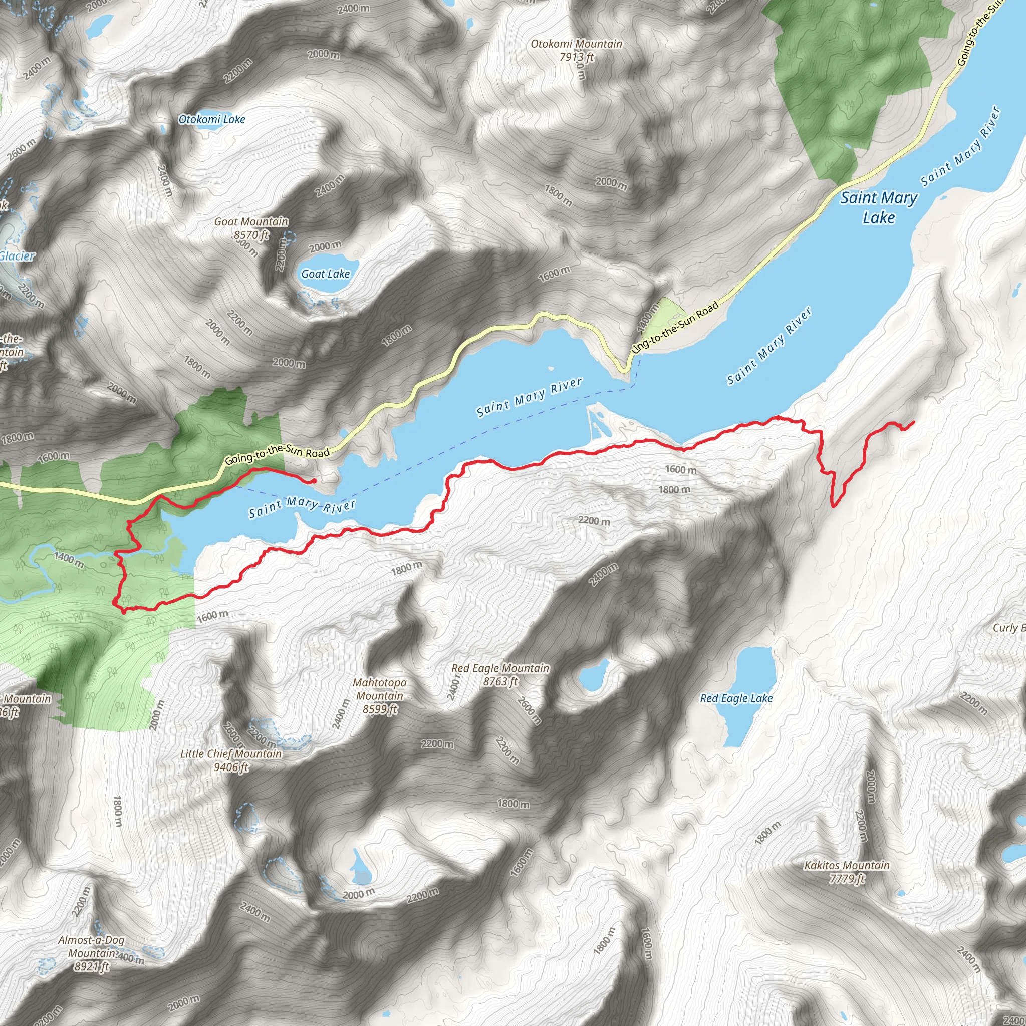 Saint Mary Lake Trail mobile static map