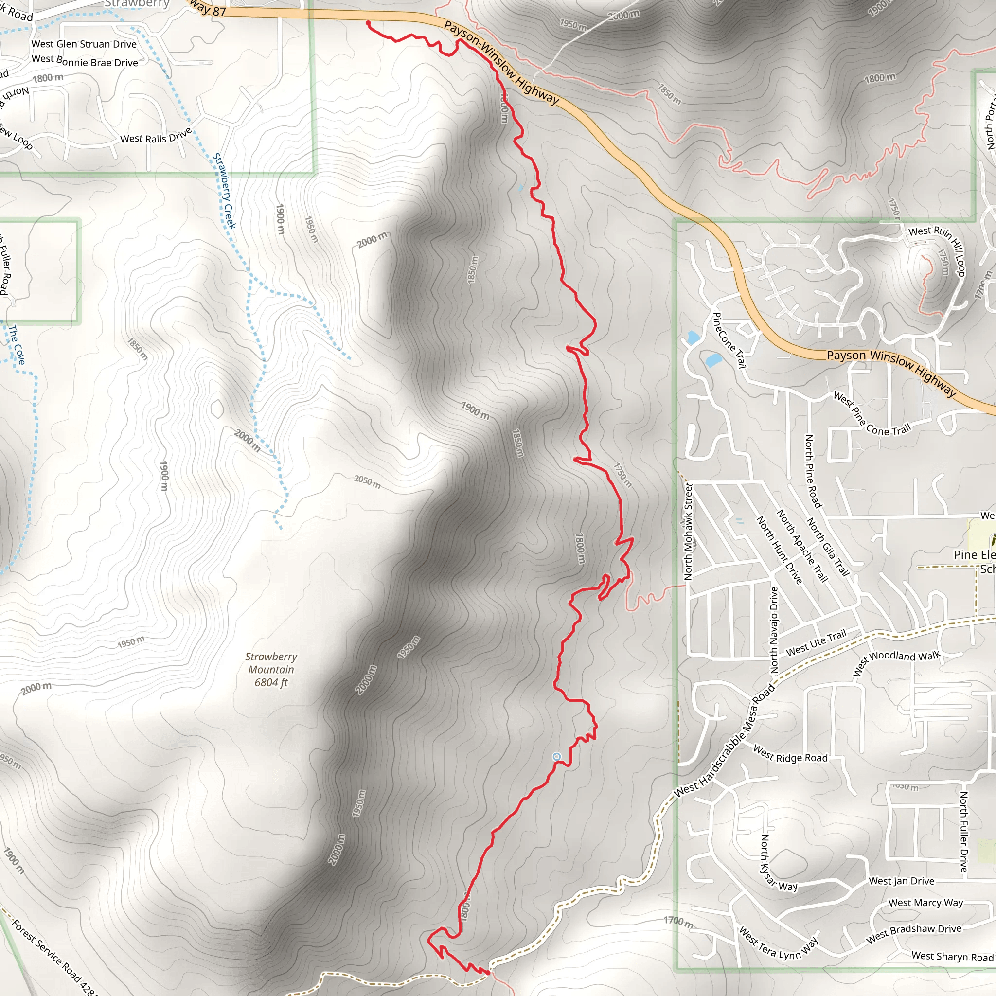 Pine Strawberry Trail mobile static map