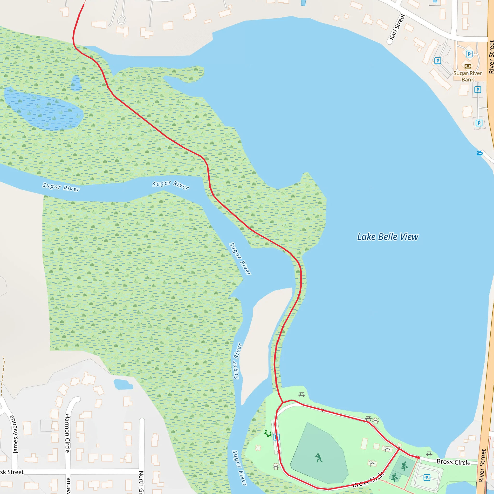 Belleville Community Park and Sugar River mobile static map