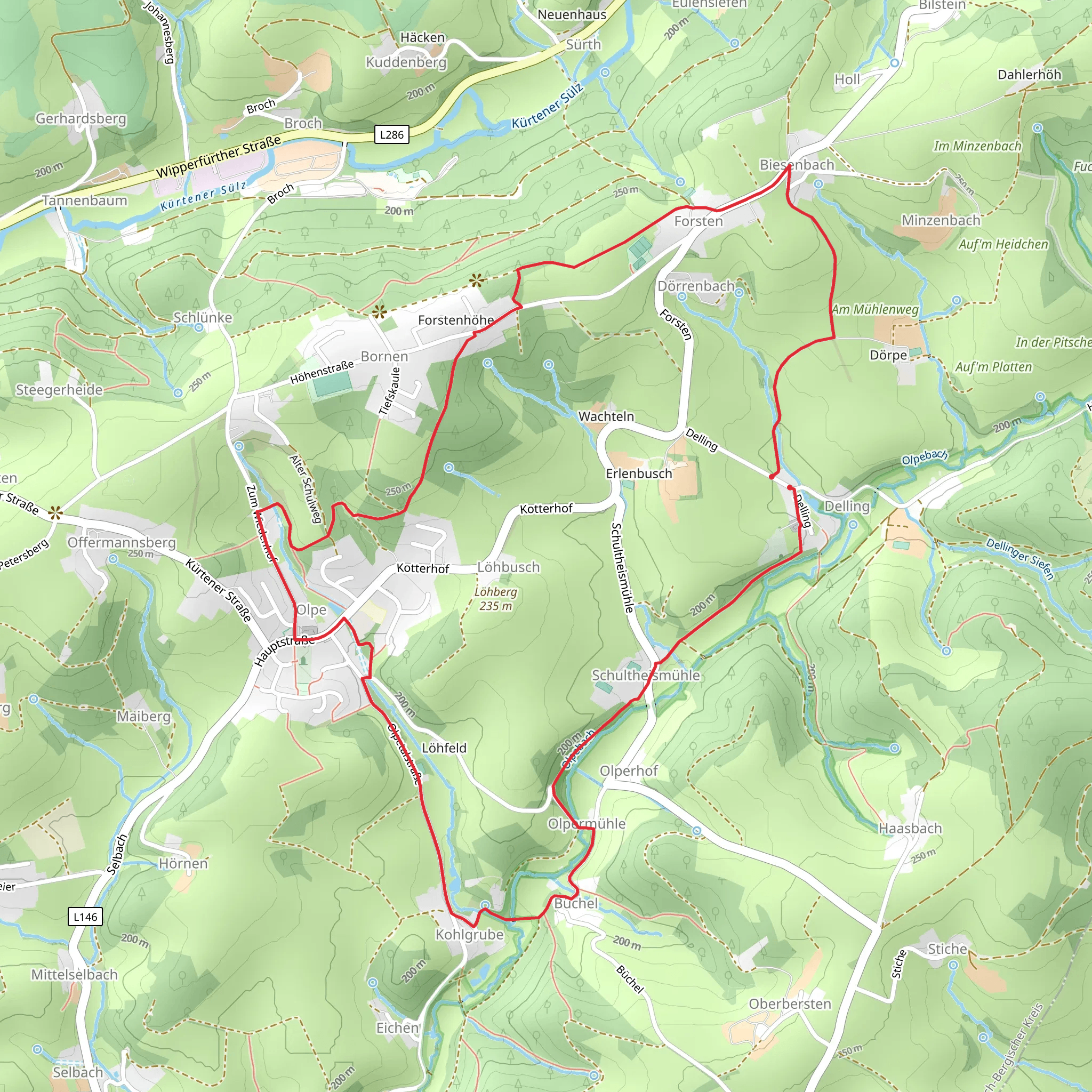 Rund um Kuerten and Denkmalweg Olpe mobile static map