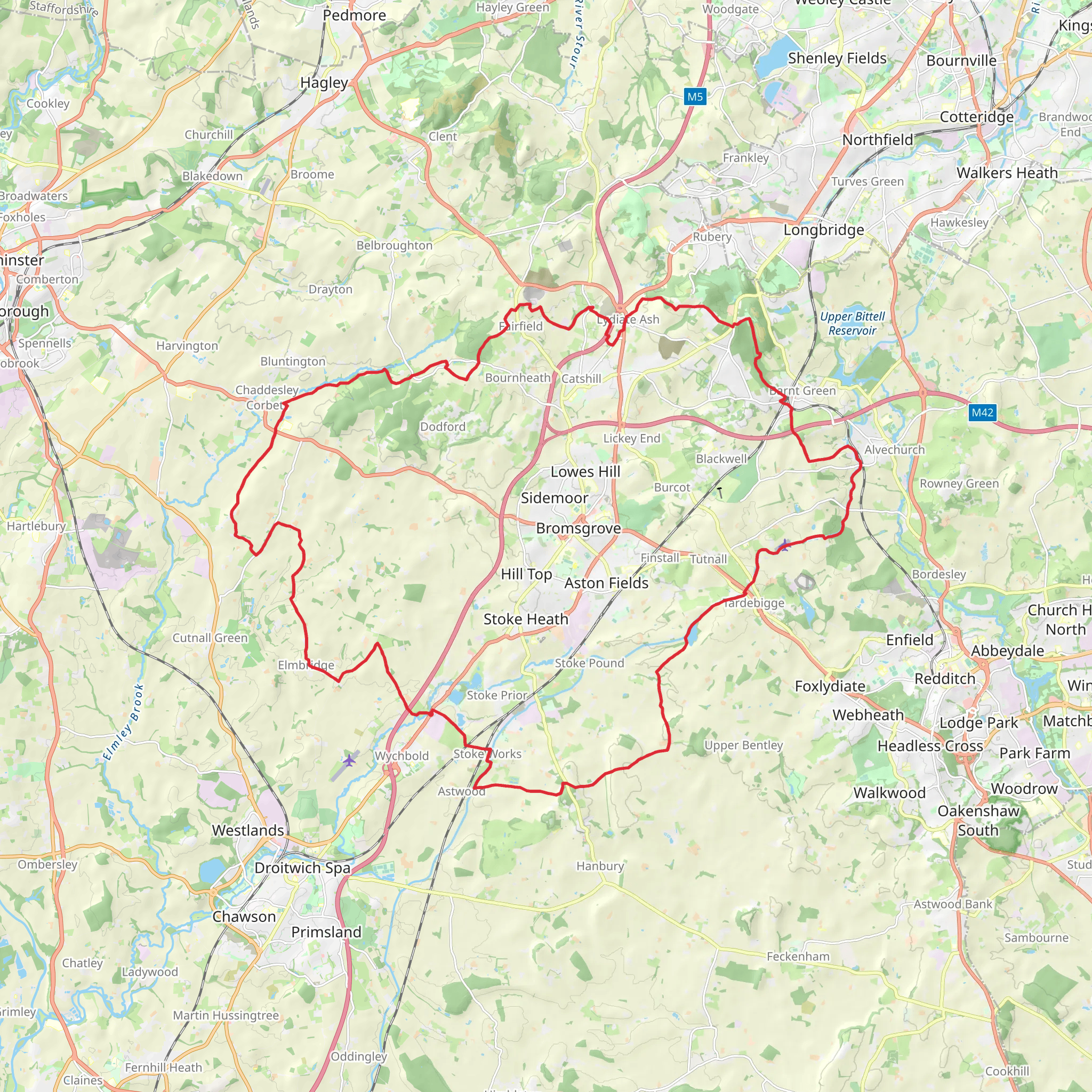 Bromsgrove Loop from Wychbold mobile static map