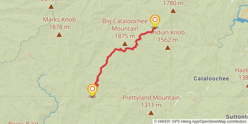 Round Bottom Trailhead to Pretty Hollow Gap via BMT stage 2 Map