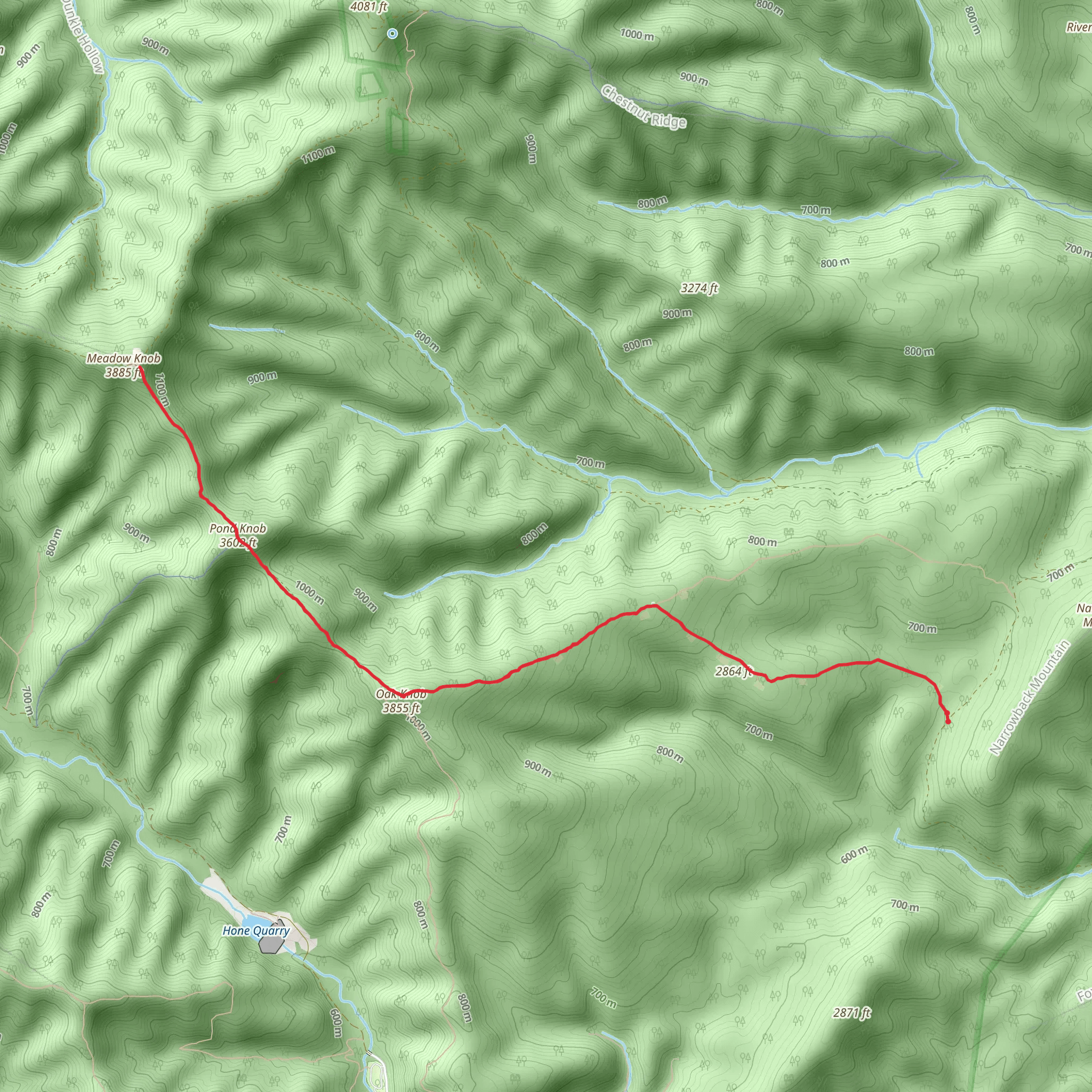 Meadow Knob via Mud Pond Gap Trail mobile static map