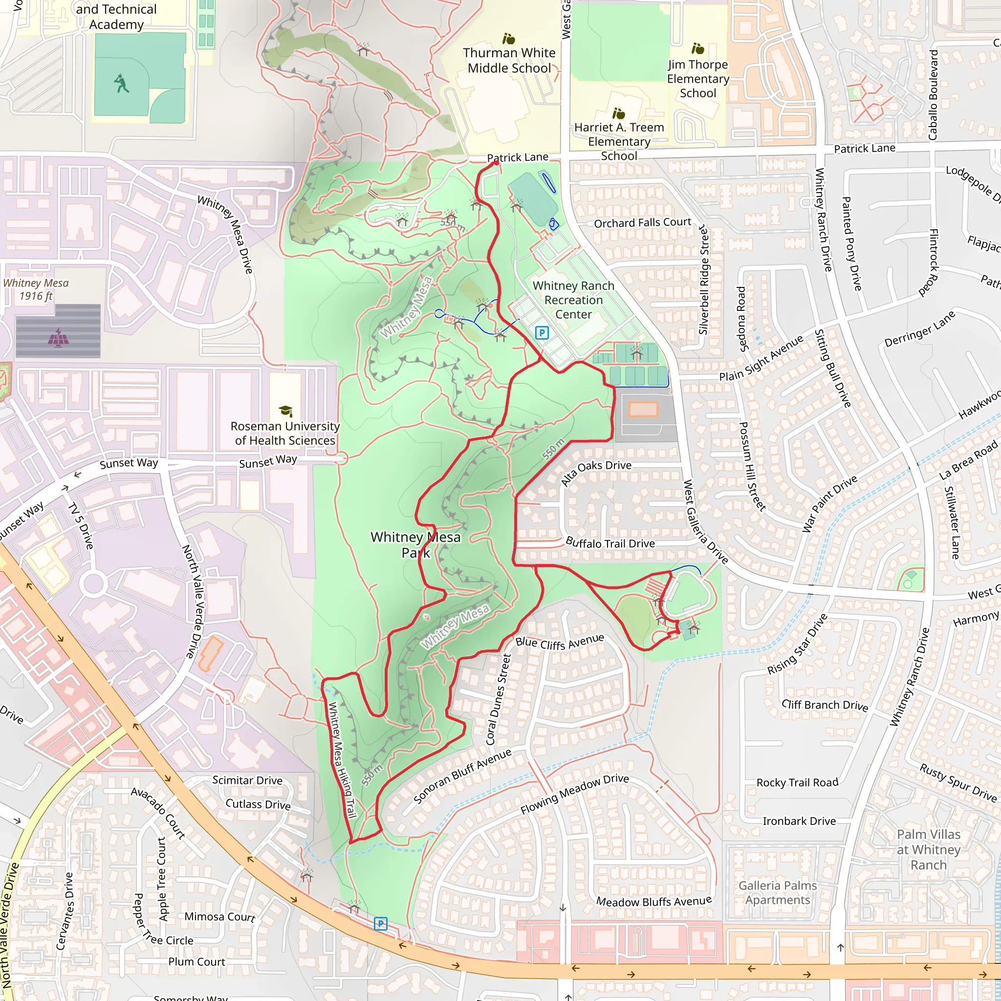 Whitney Mesa Hiking Loop Trail mobile static map