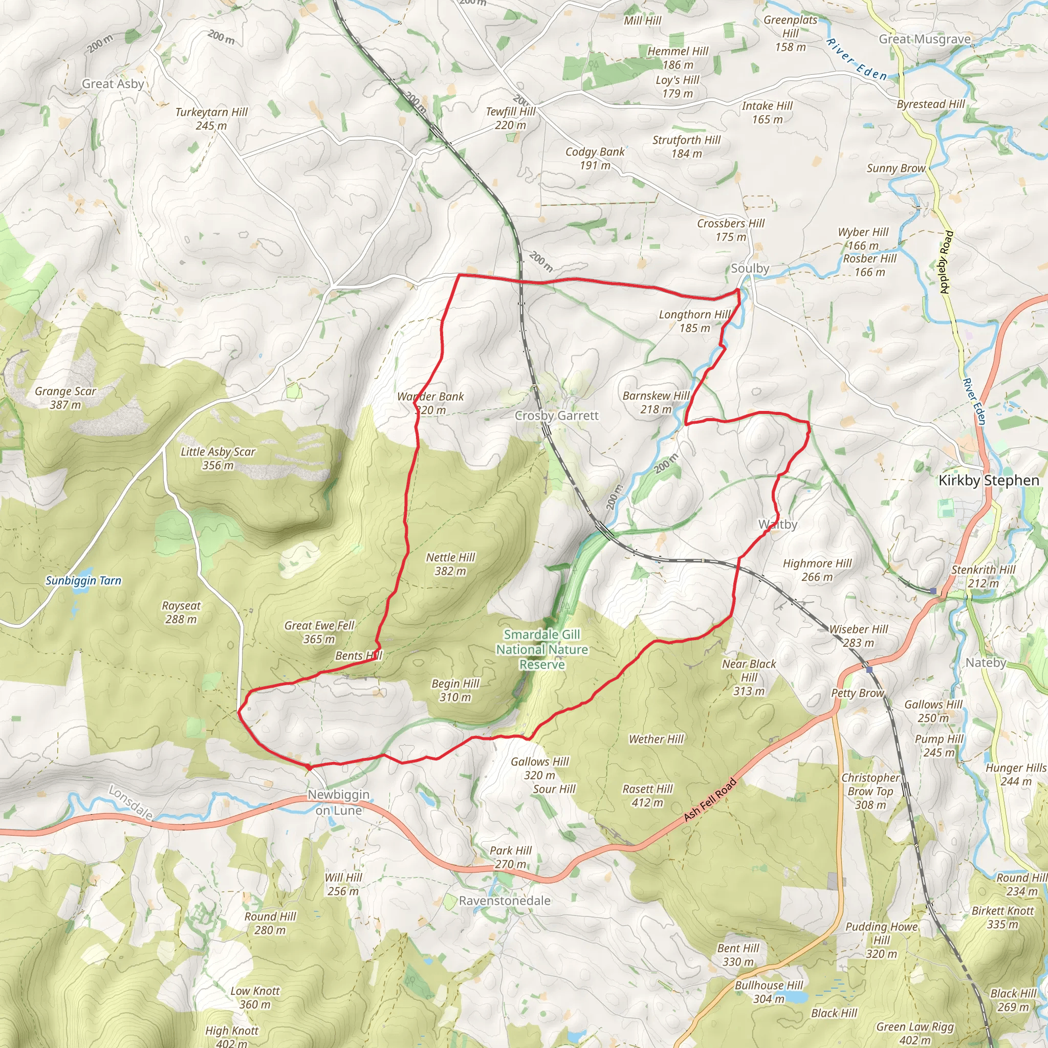 Eden Valley Loop from Newbiggin-on-Lune mobile static map