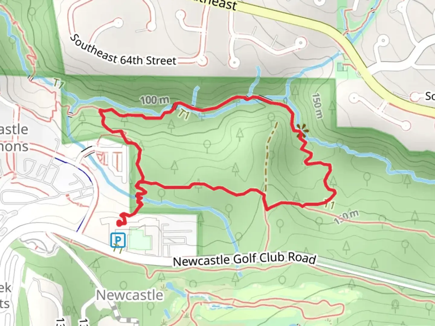An image depicting the trail Primrose Trail and Coal Creek Trail and its surrounding area.