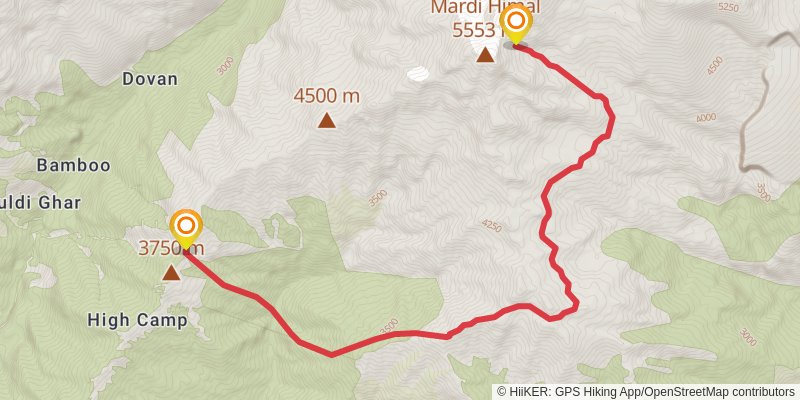 Mardi Himal Trek alt 1 Map