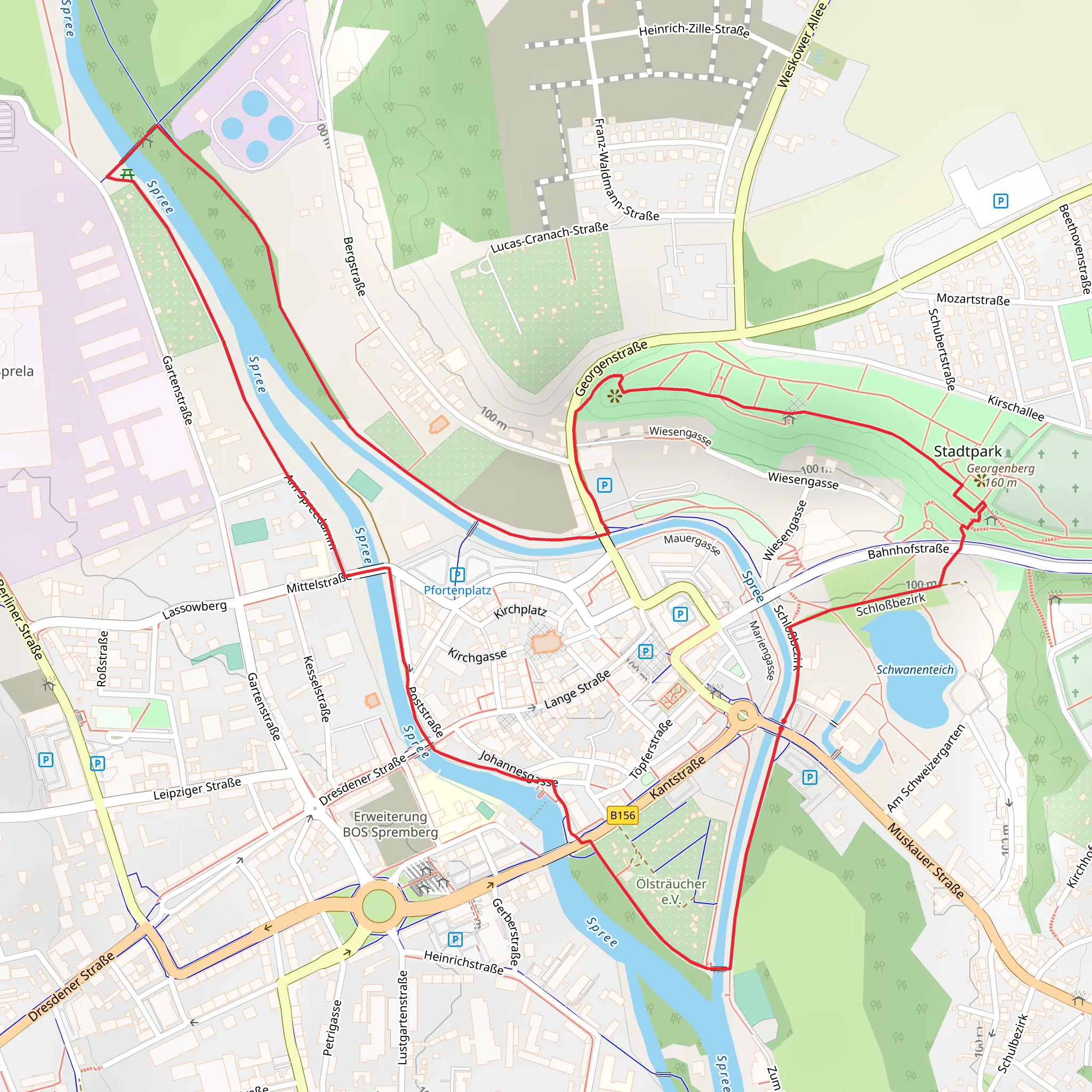 Spree via Staedtischer Wanderweg mobile static map