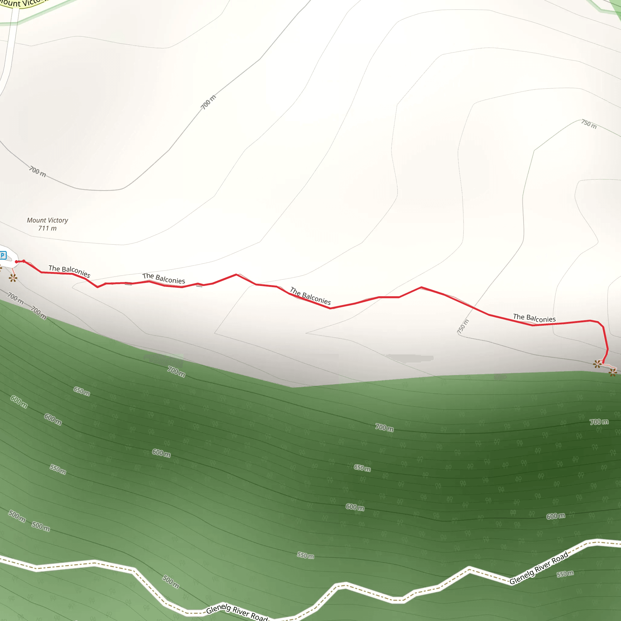The Balconies Trail mobile static map