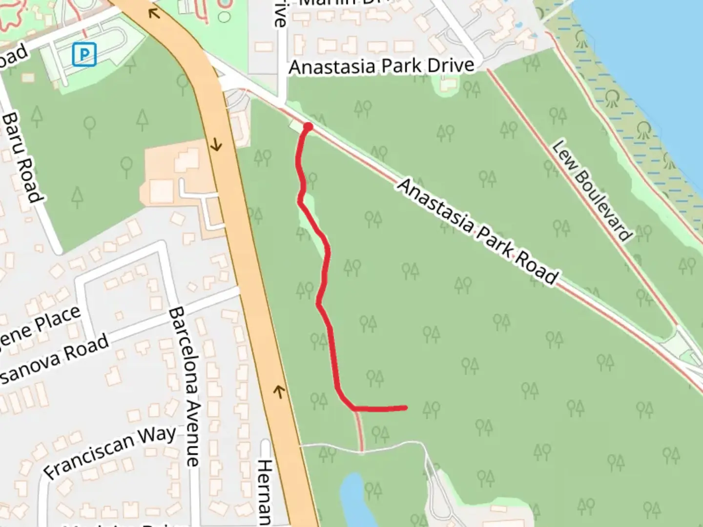 An image depicting the trail Anastasia Boulevard East Walk and its surrounding area.