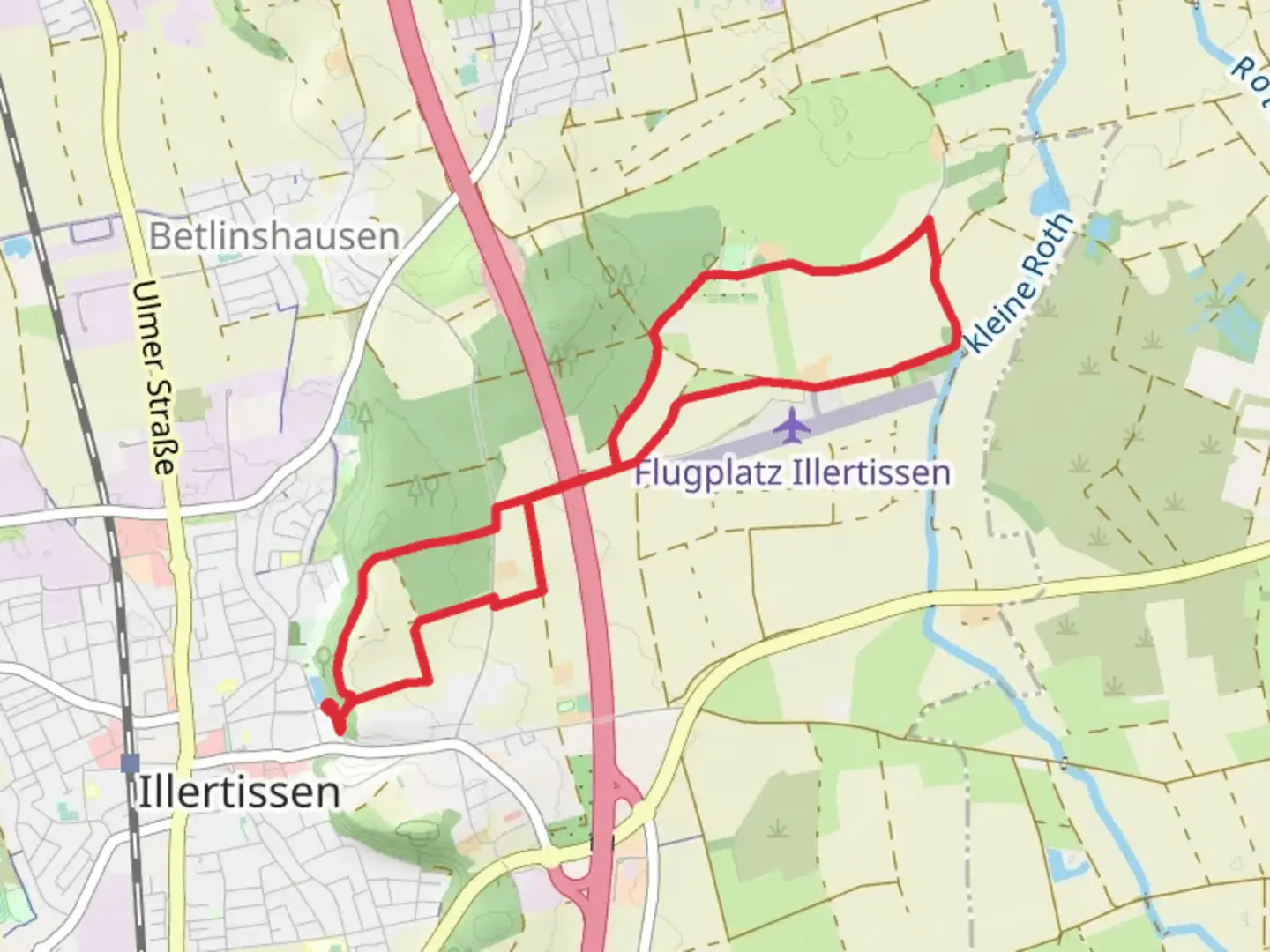 An image depicting the trail Stadt Illertissen and its surrounding area.