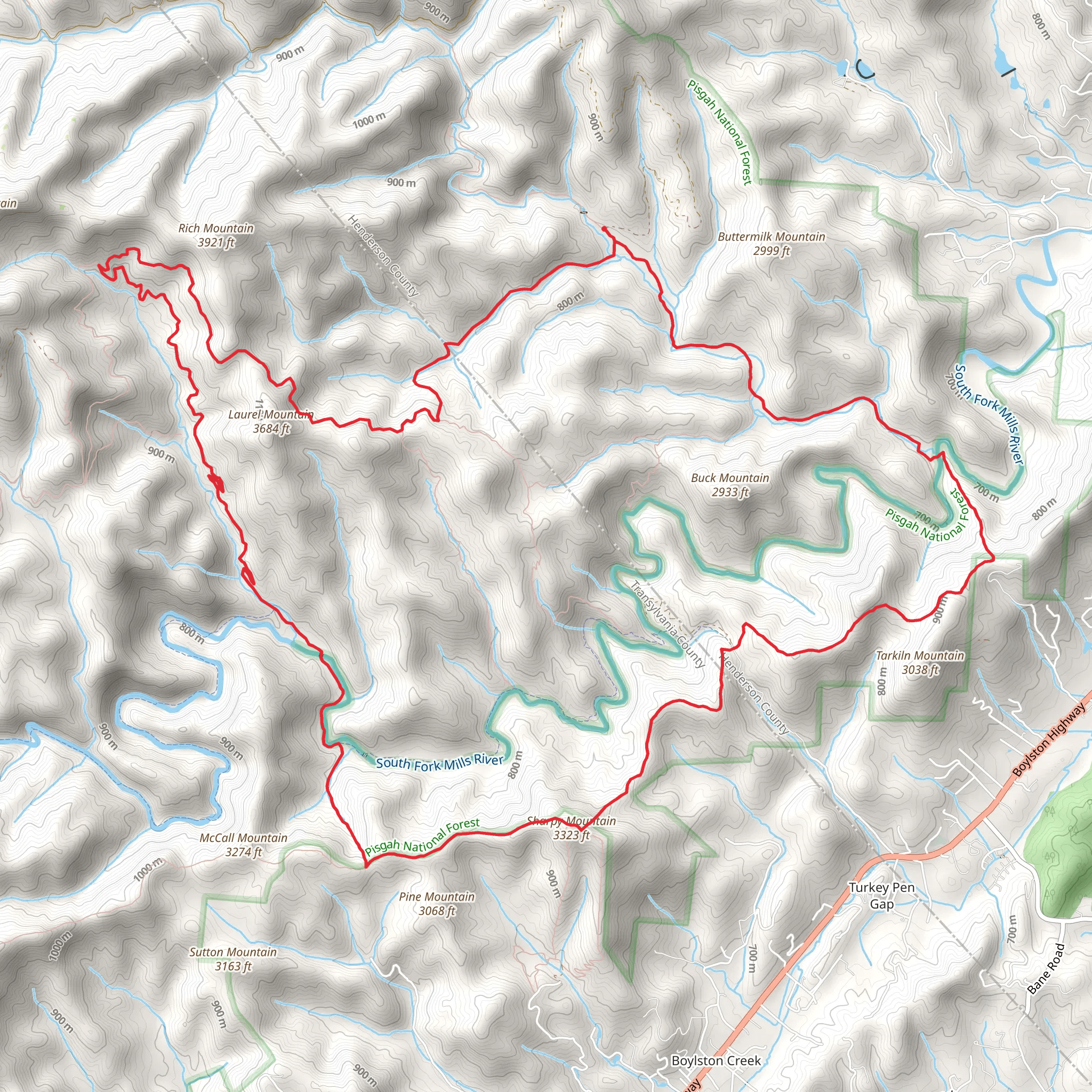 Poundingstone , Laurel, Rich and Sharpy Mountains Loop mobile static map