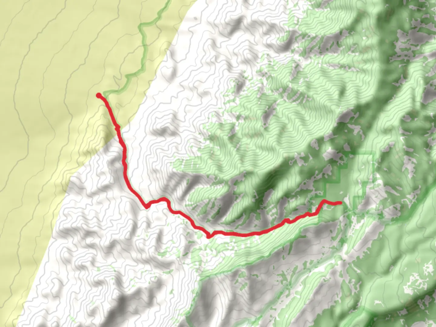 An image depicting the trail Elbow Canyon and its surrounding area.