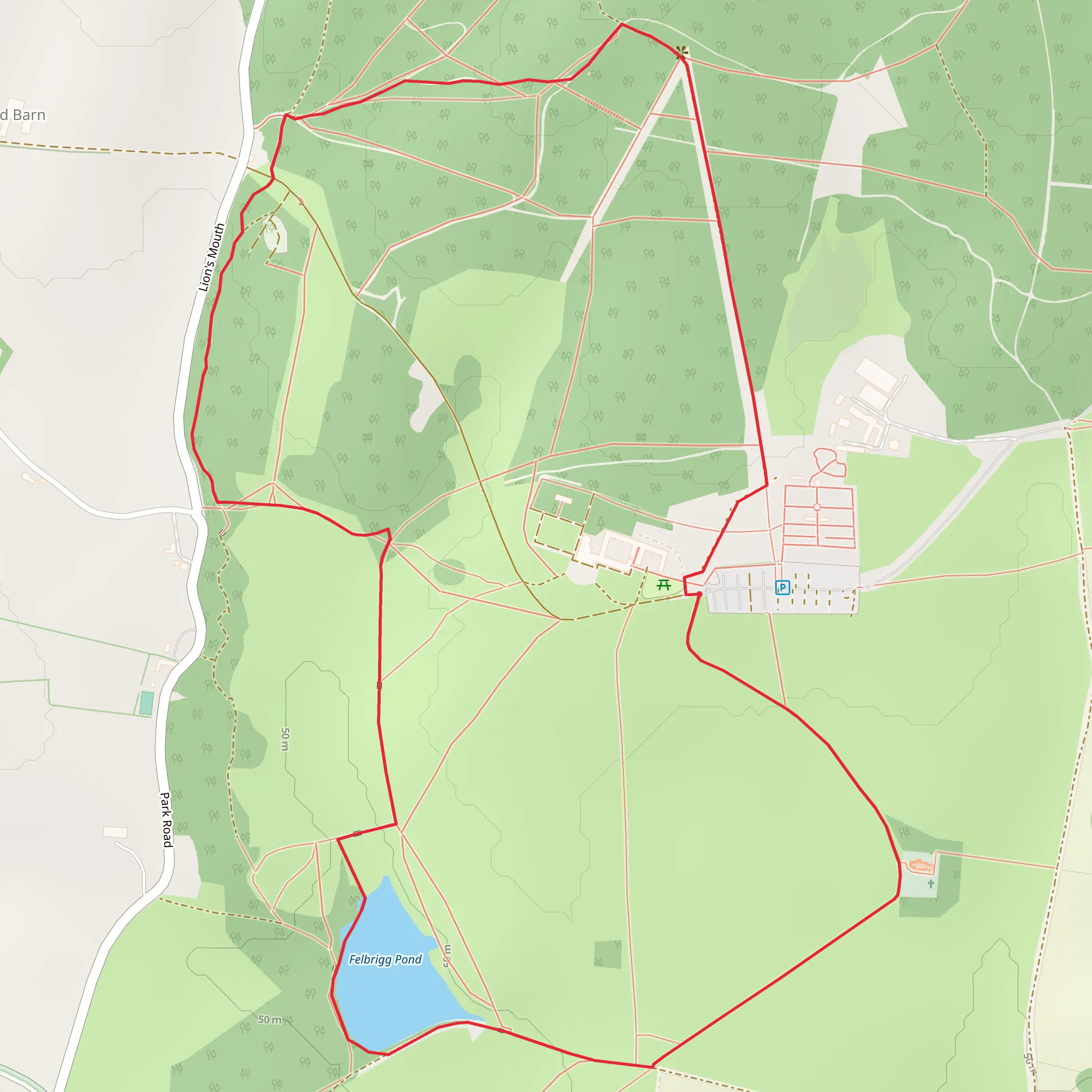 Church and Ice House Walk - Felbrigg Hall - Norfolk mobile static map