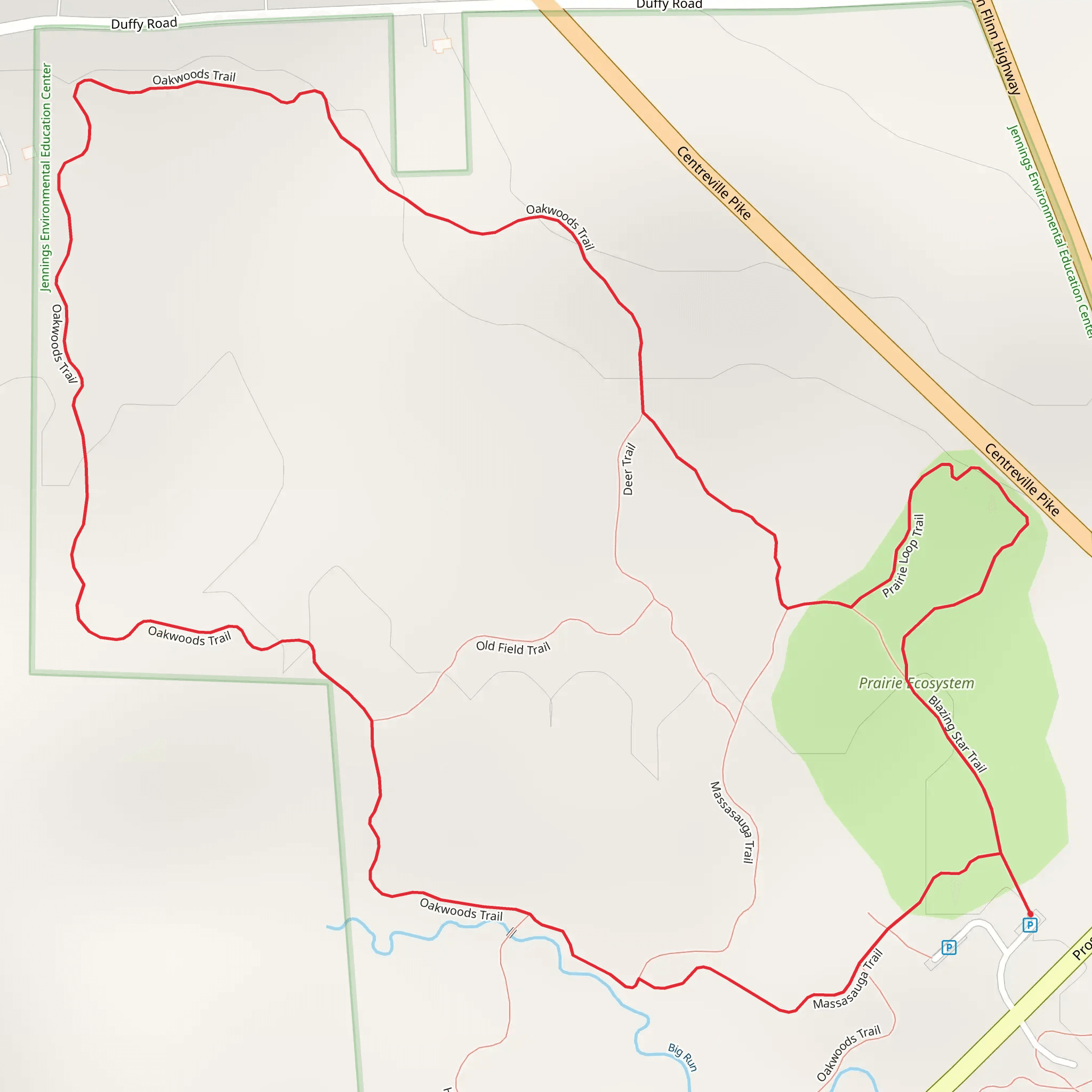 Blazing Star Trail and Oakwoods Trail Loop mobile static map