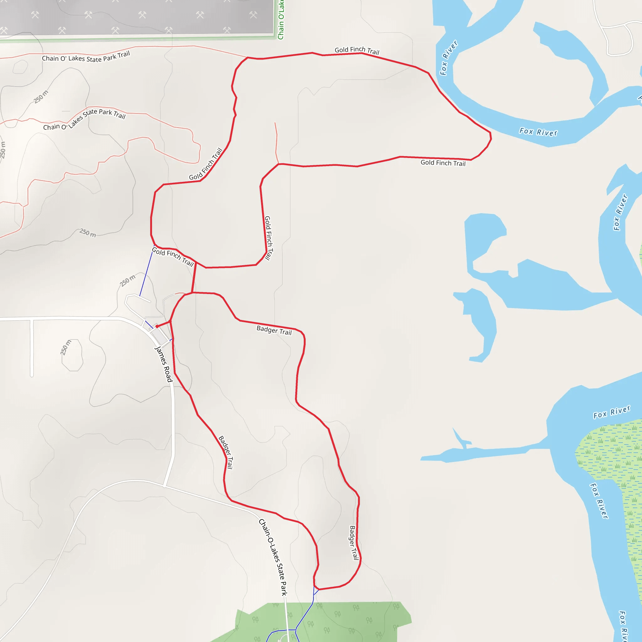 Gold Finch and Badger Loop Trail mobile static map