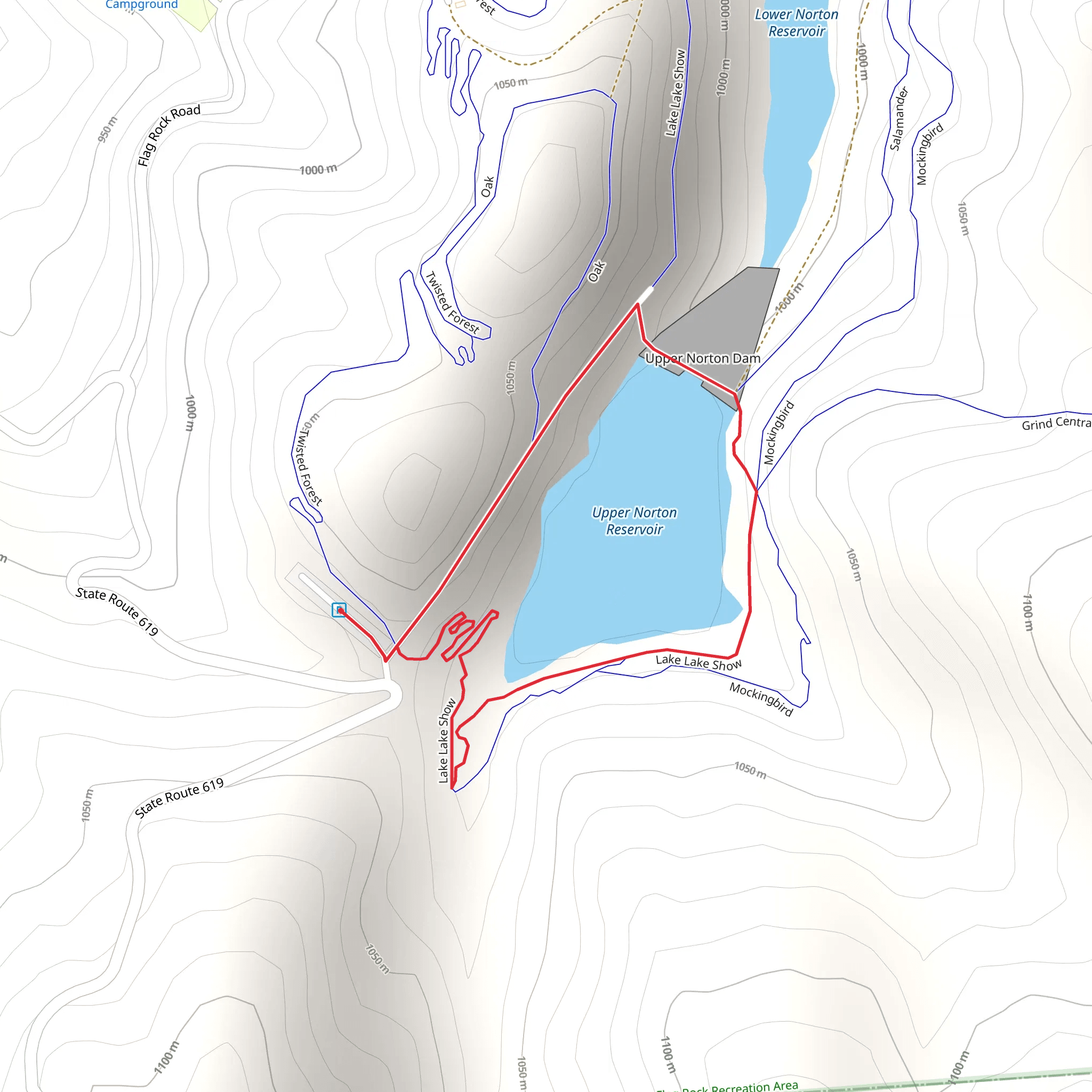 Upper Norton Reservoir Loop mobile static map