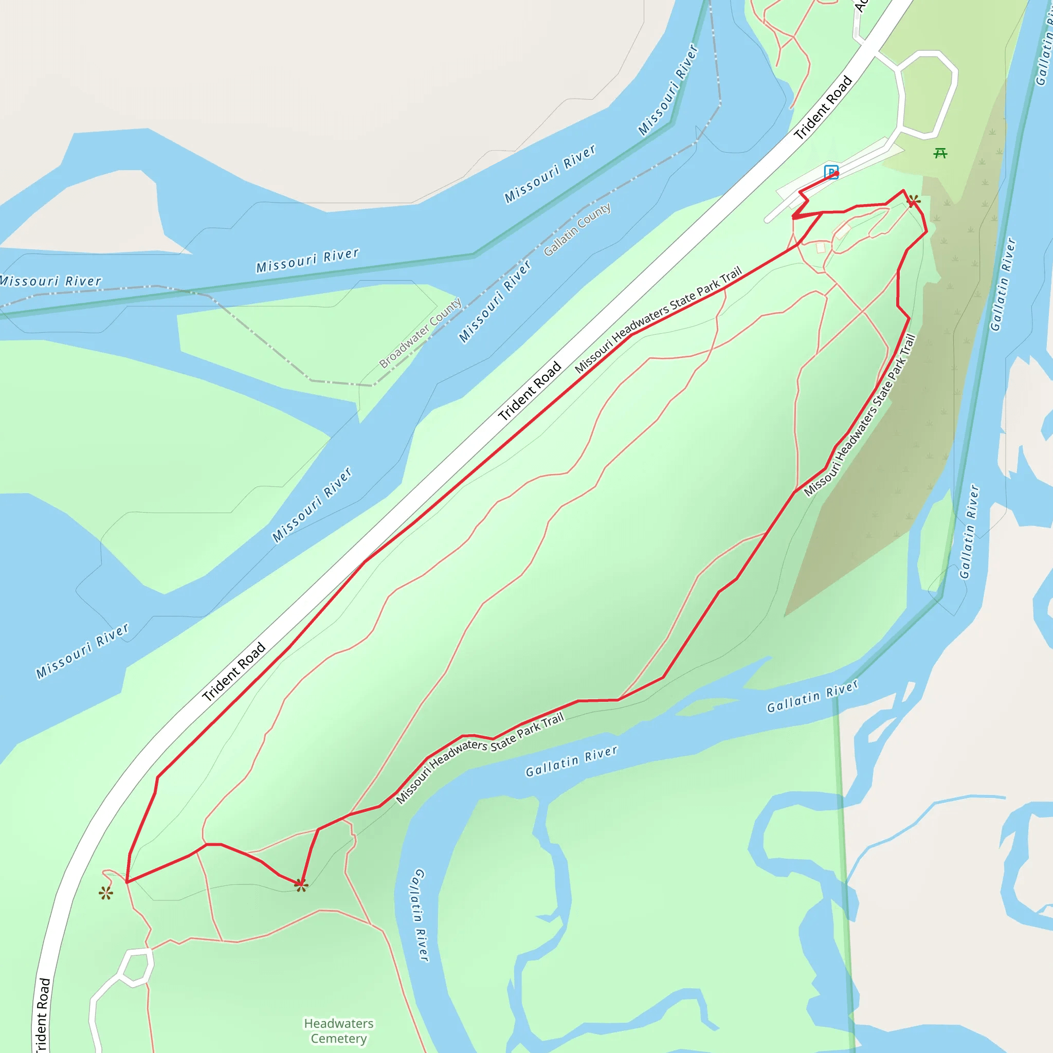 Missouri Headwaters State Park Loop Trail mobile static map
