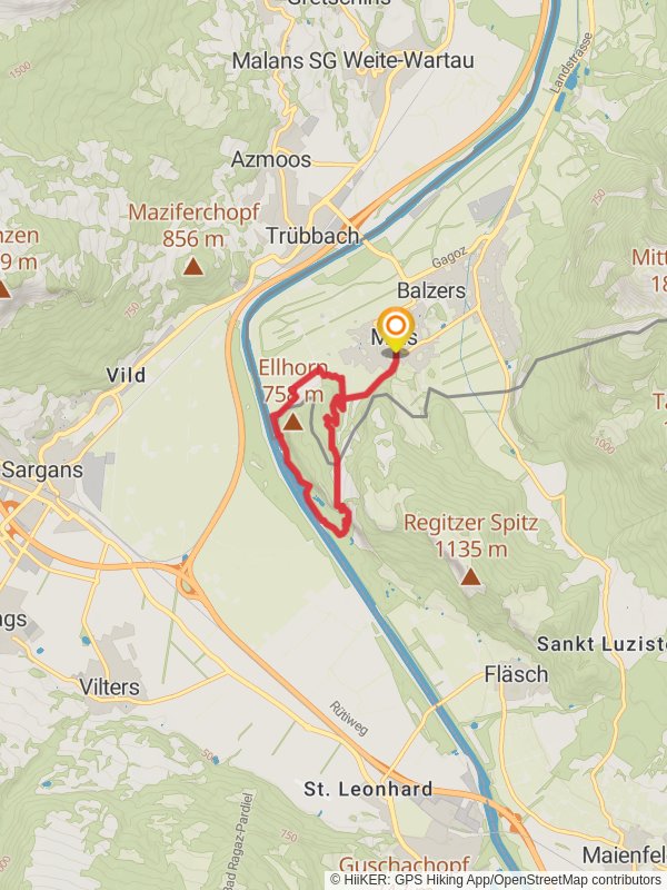 Balzers - Ellhorn Loop Trail mobile static map