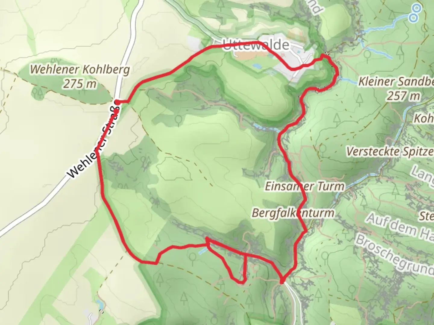 An image depicting the trail Teufelsgrunf and Schleifgrund and its surrounding area.