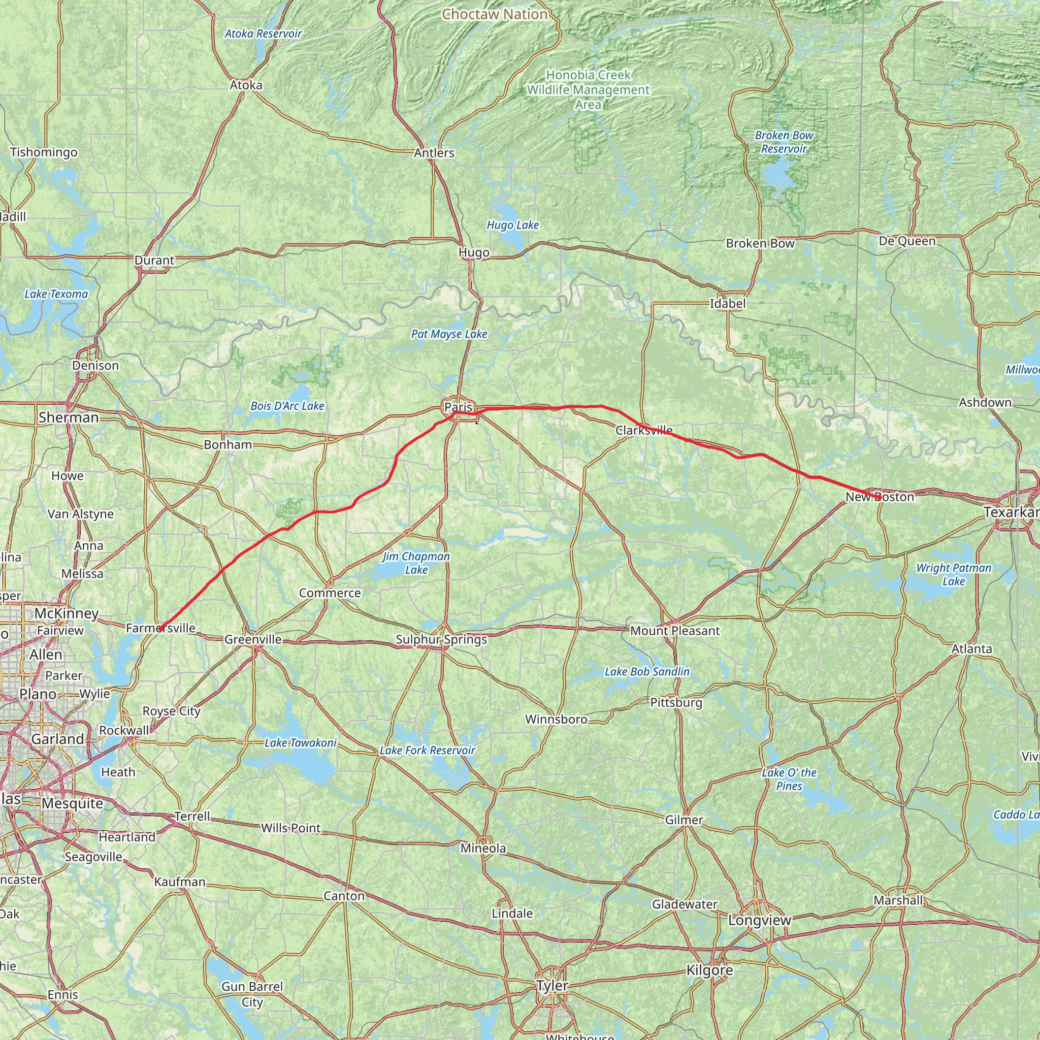 Northeast Texas Trail mobile static map