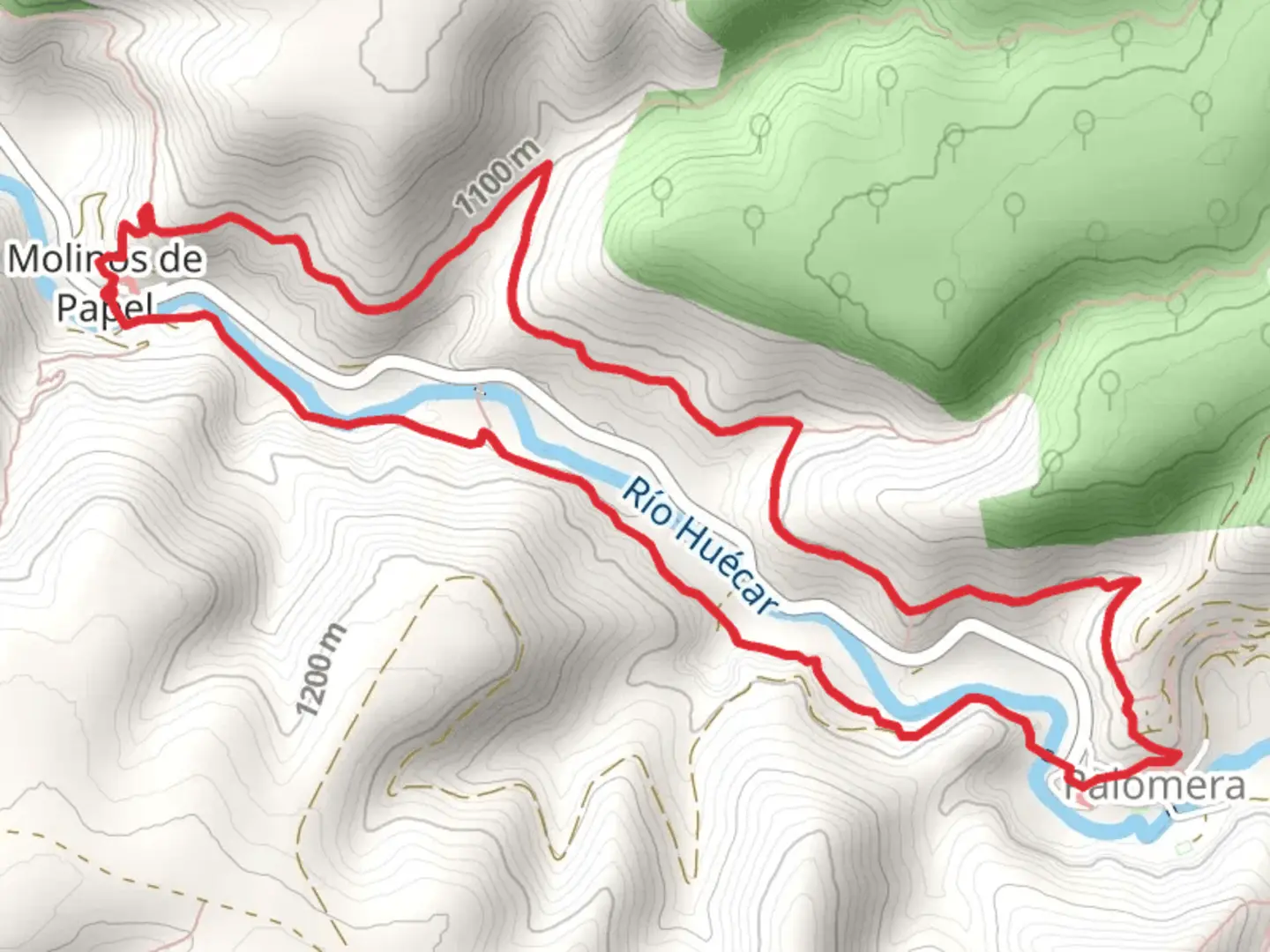 An image depicting the trail Huecar Sickle PR CU 36 and its surrounding area.