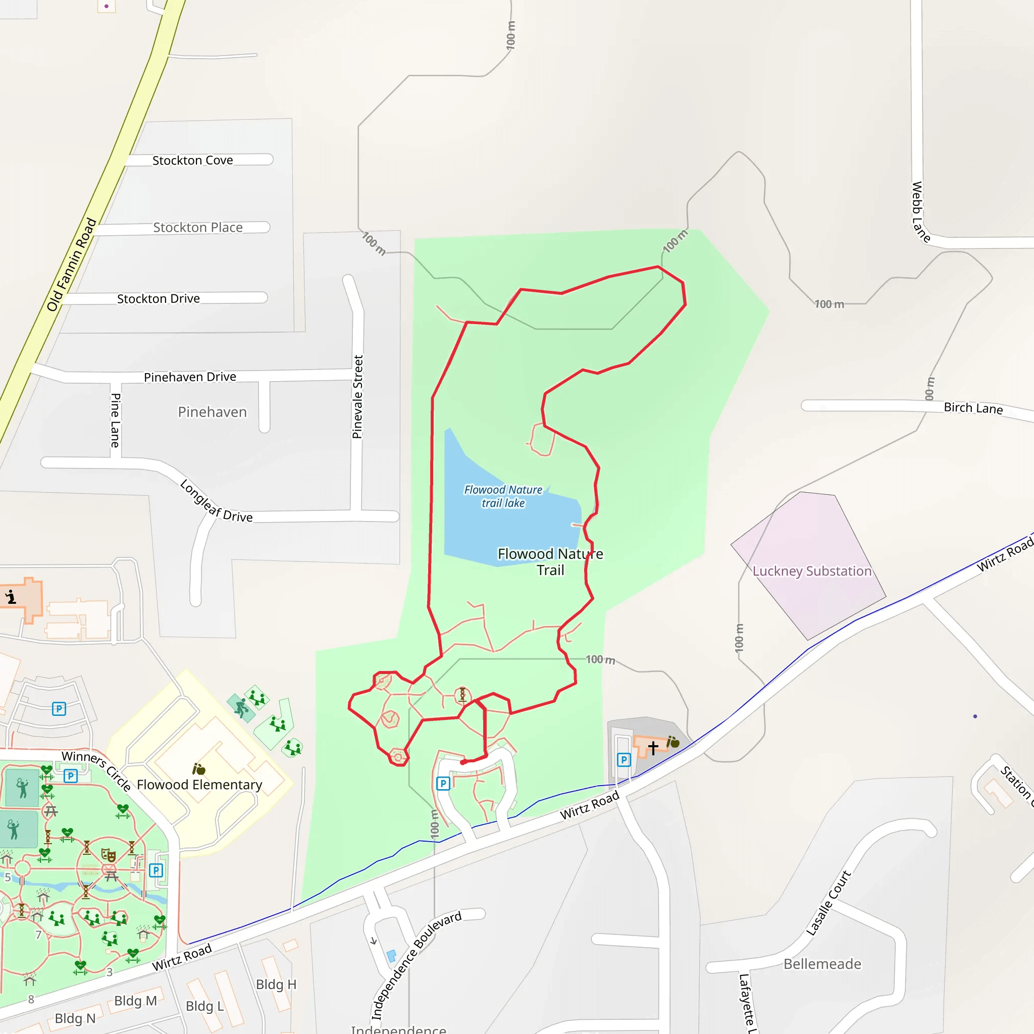 Flowood Nature Trail lake Loop mobile static map