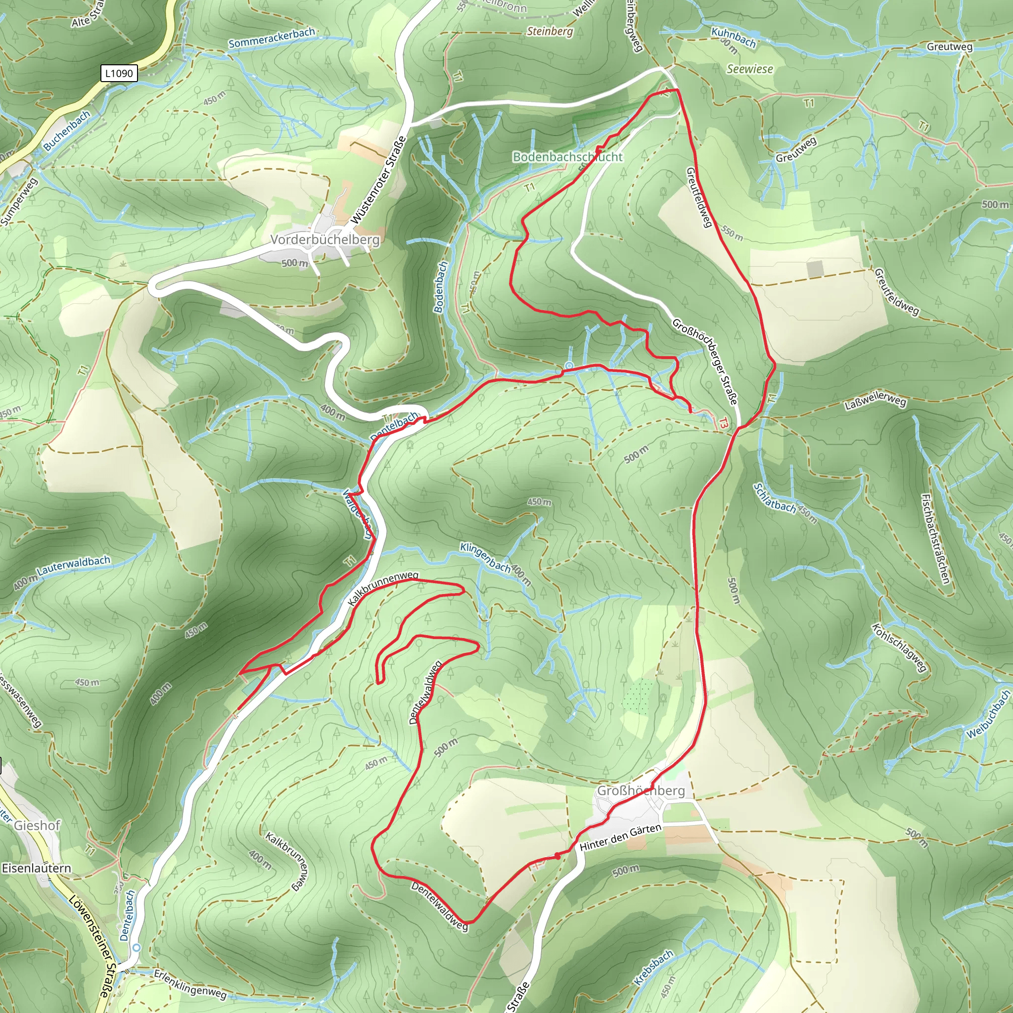Raeuberweg and Rundwanderweg Loop mobile static map