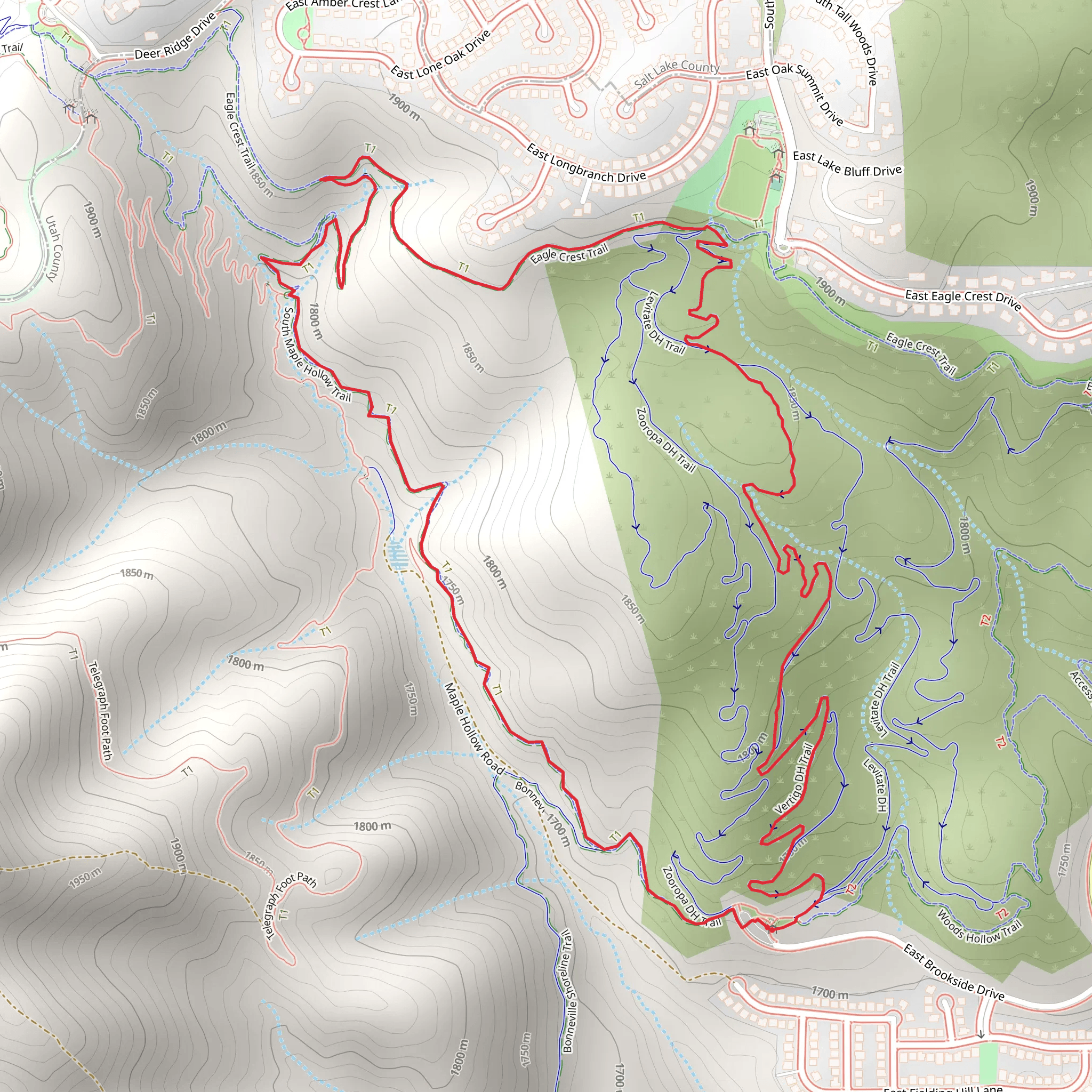 Maple Hollow South, Eagle Crest and Vertigo Trail mobile static map