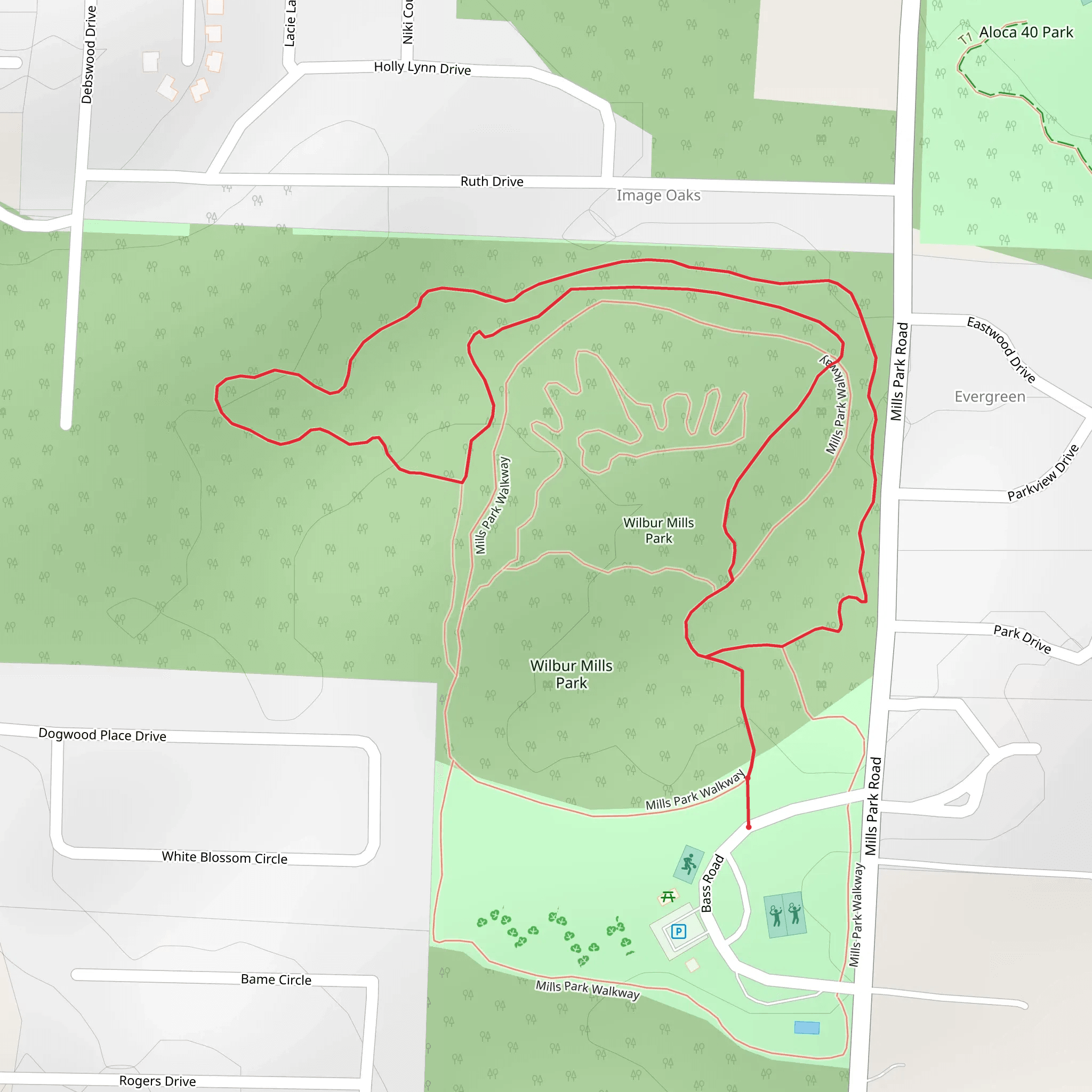 Wilbur Mills Park Loop - Long mobile static map