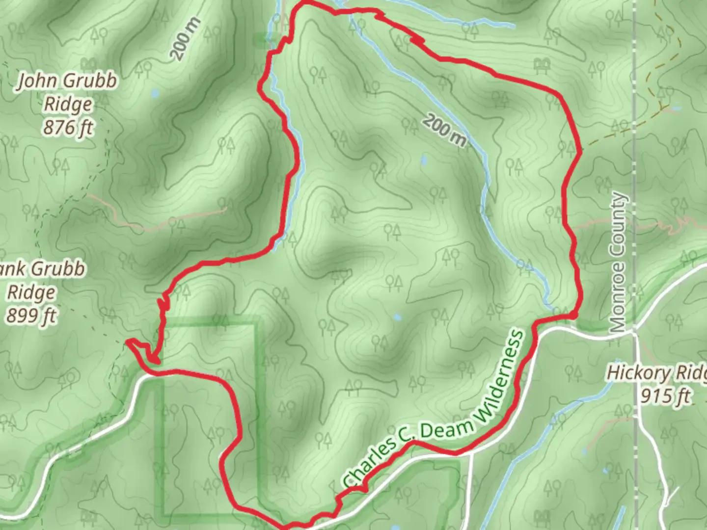 An image depicting the trail Axsom Branch Loop Trail and its surrounding area.
