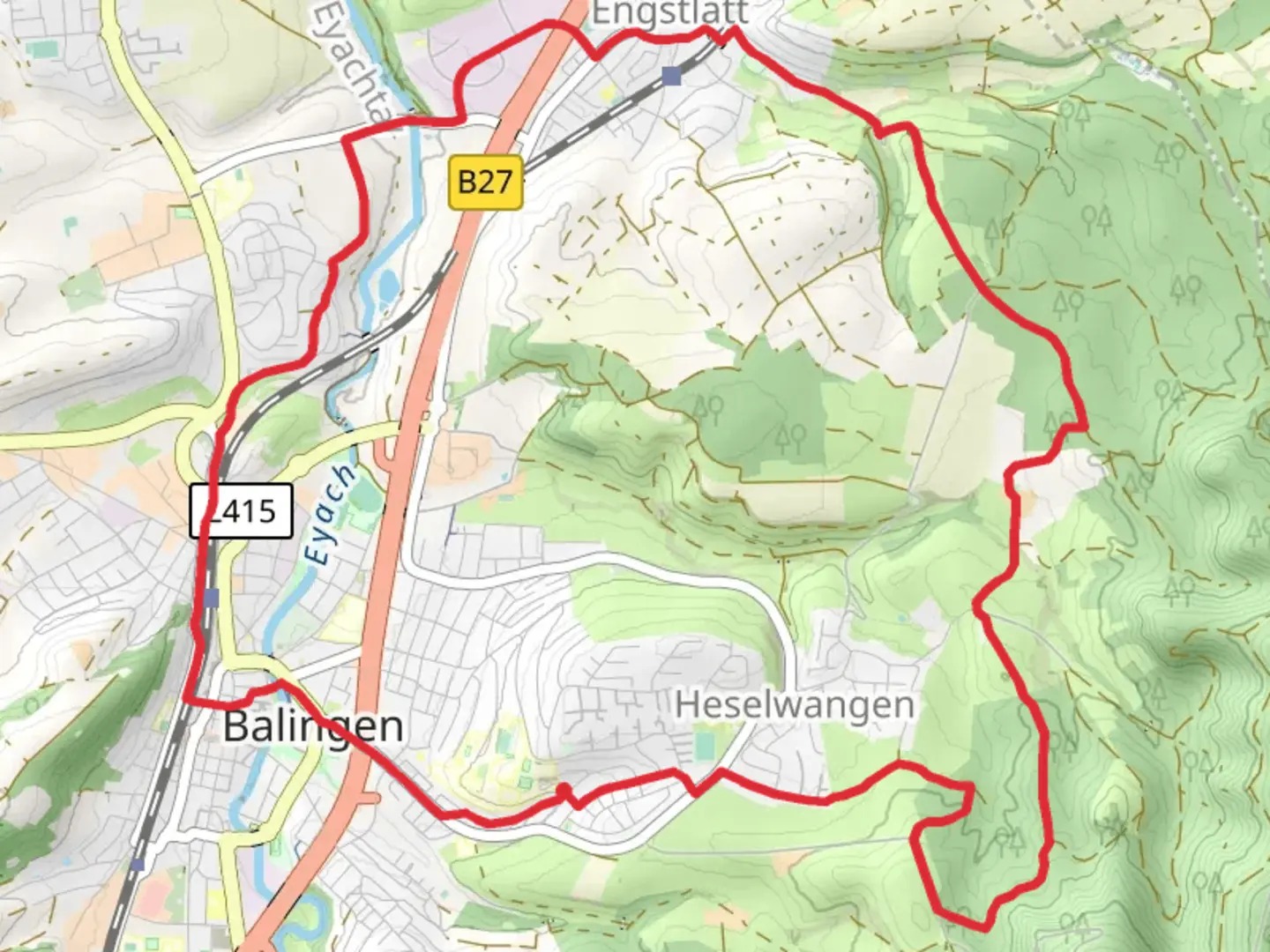 An image depicting the trail Balingen to Engstlatt Loop and its surrounding area.