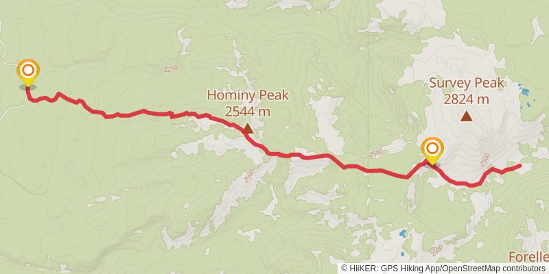 Jackass Pass via Hominy Peak Trail stage 2 Map